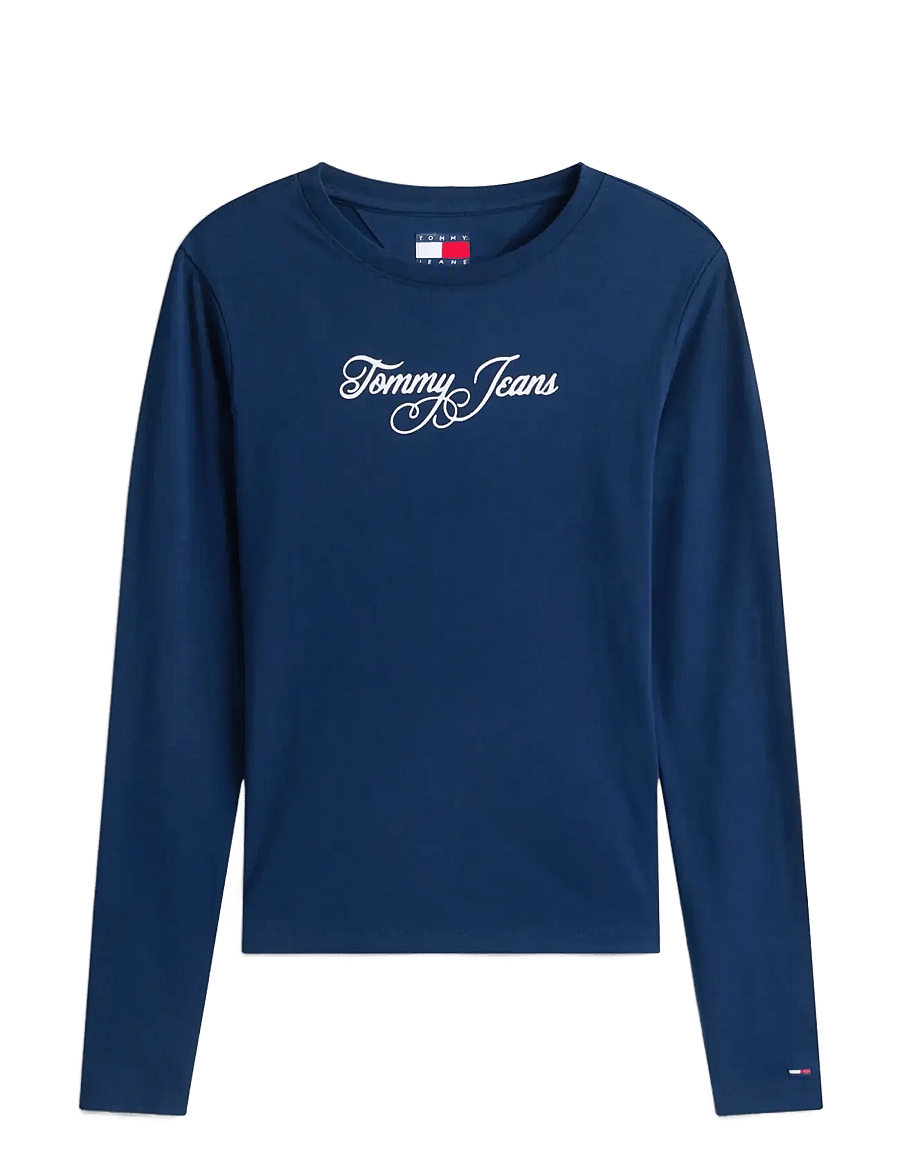 Tommy Jeans - TJW SLIM ESSENTIAL LOGO 1 LS TEE - topi ar garām piedurknēm - dark night navy - 1