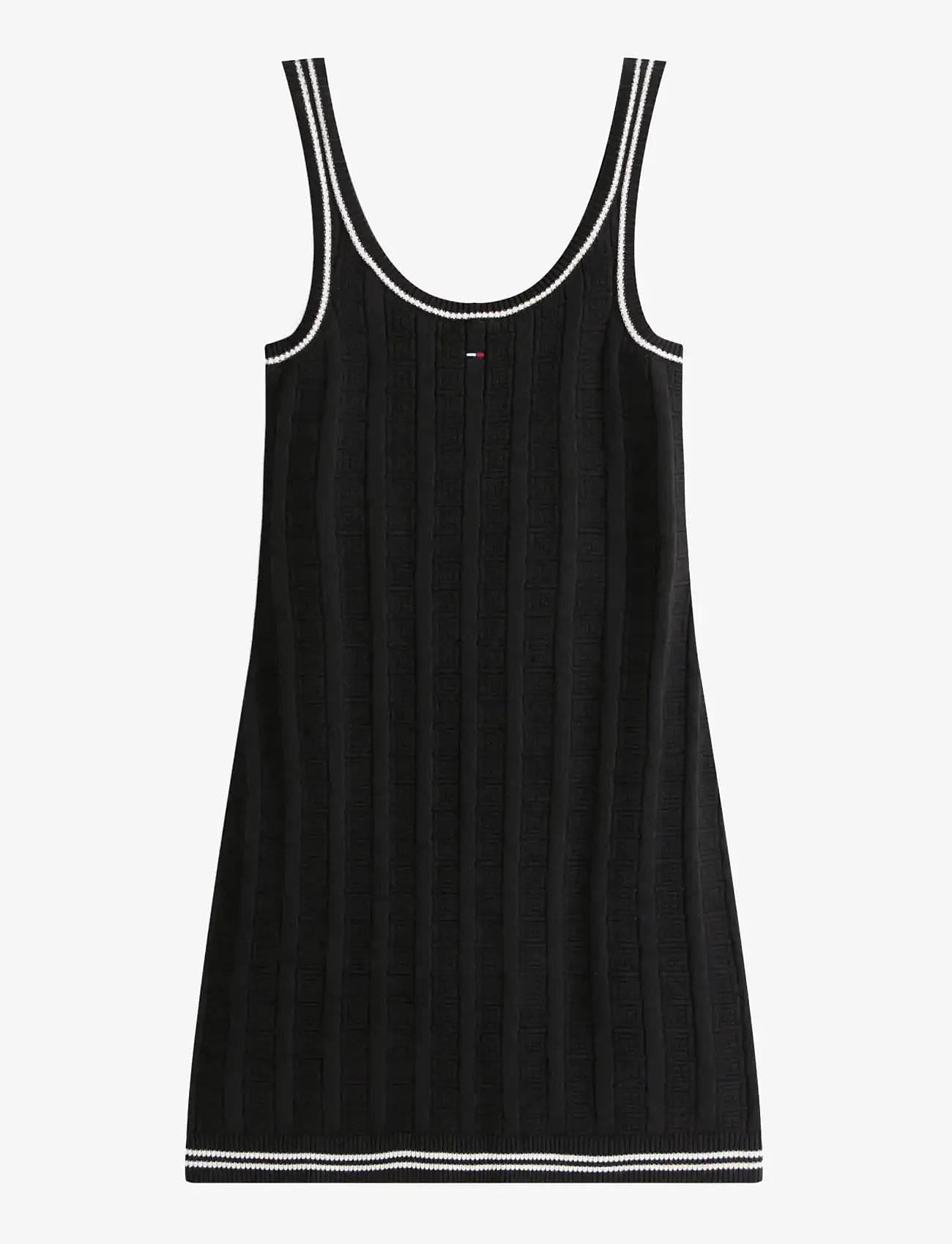 Tommy Jeans - TJW FLAG CABLE SWEATER DRESS - knitted dresses - black - 1
