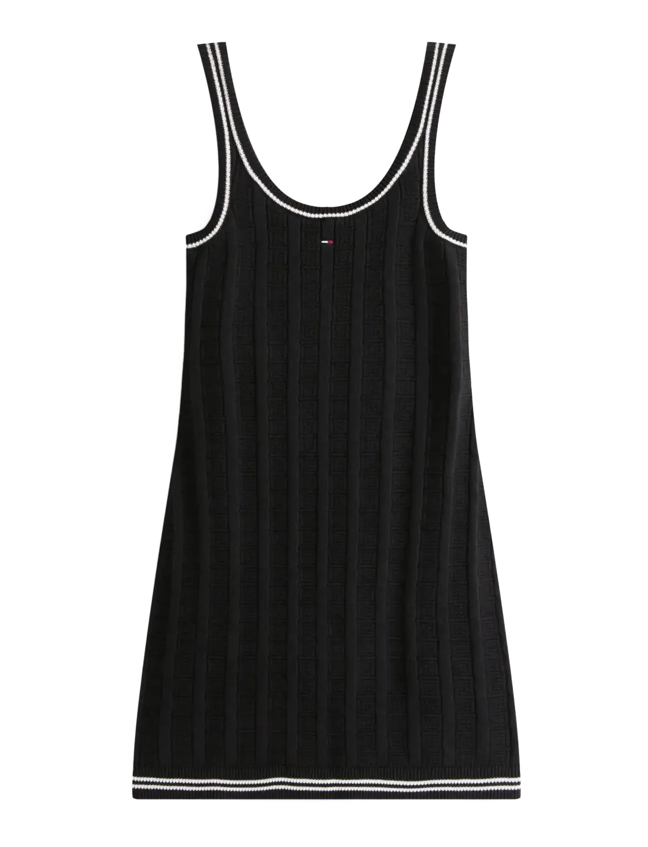 Tommy Jeans TJW FLAG CABLE SWEATER DRESS - Strikkjoler - BLACK / black