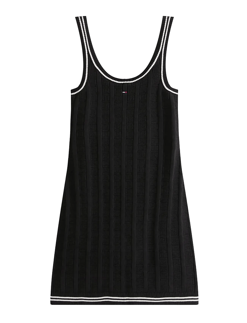 Tommy Jeans - TJW FLAG CABLE SWEATER DRESS - knitted dresses - black - 1