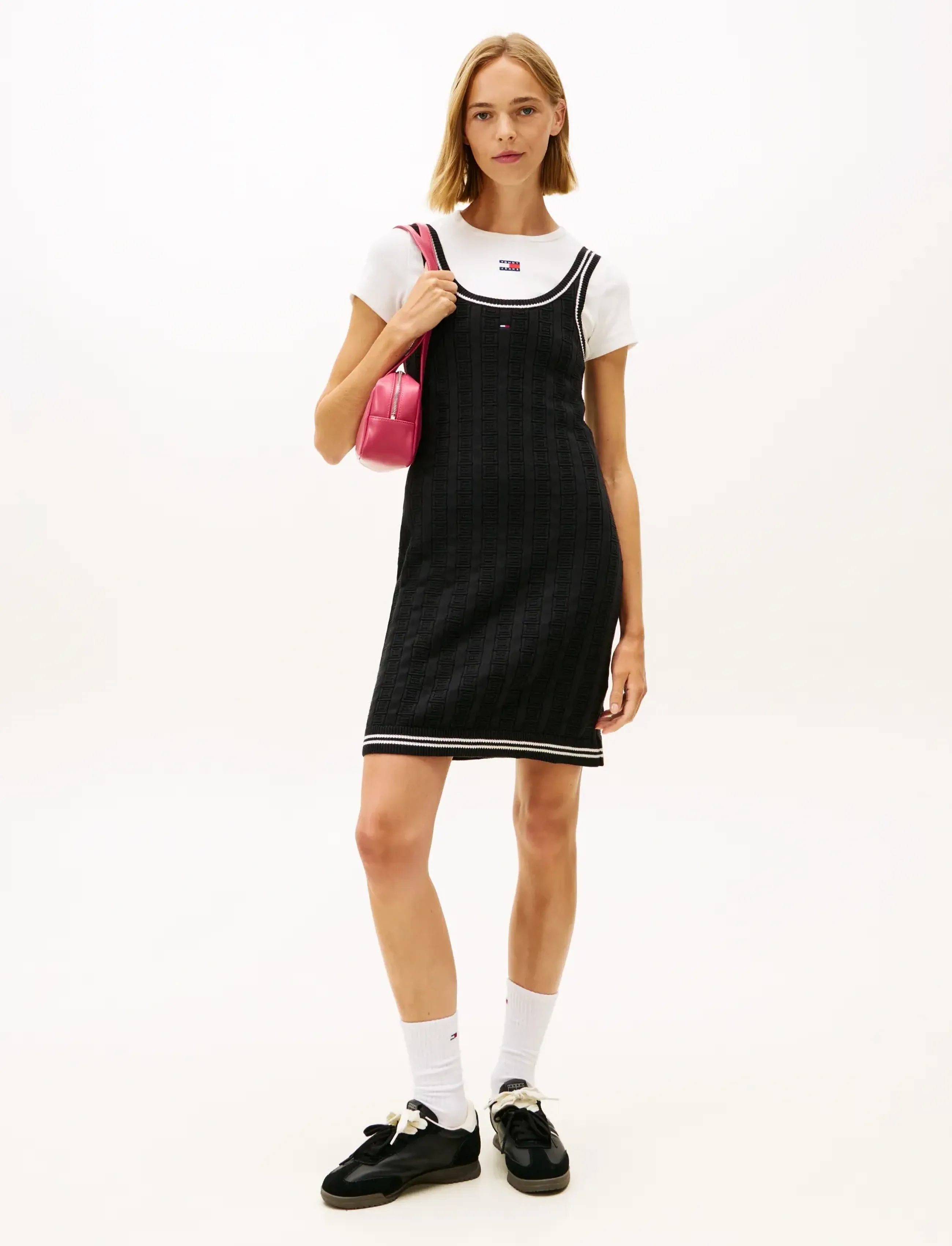 Tommy Jeans Tjw Flag Cable Sweater Dress, S, Dresses, Schwarz - Knitted Frauen
