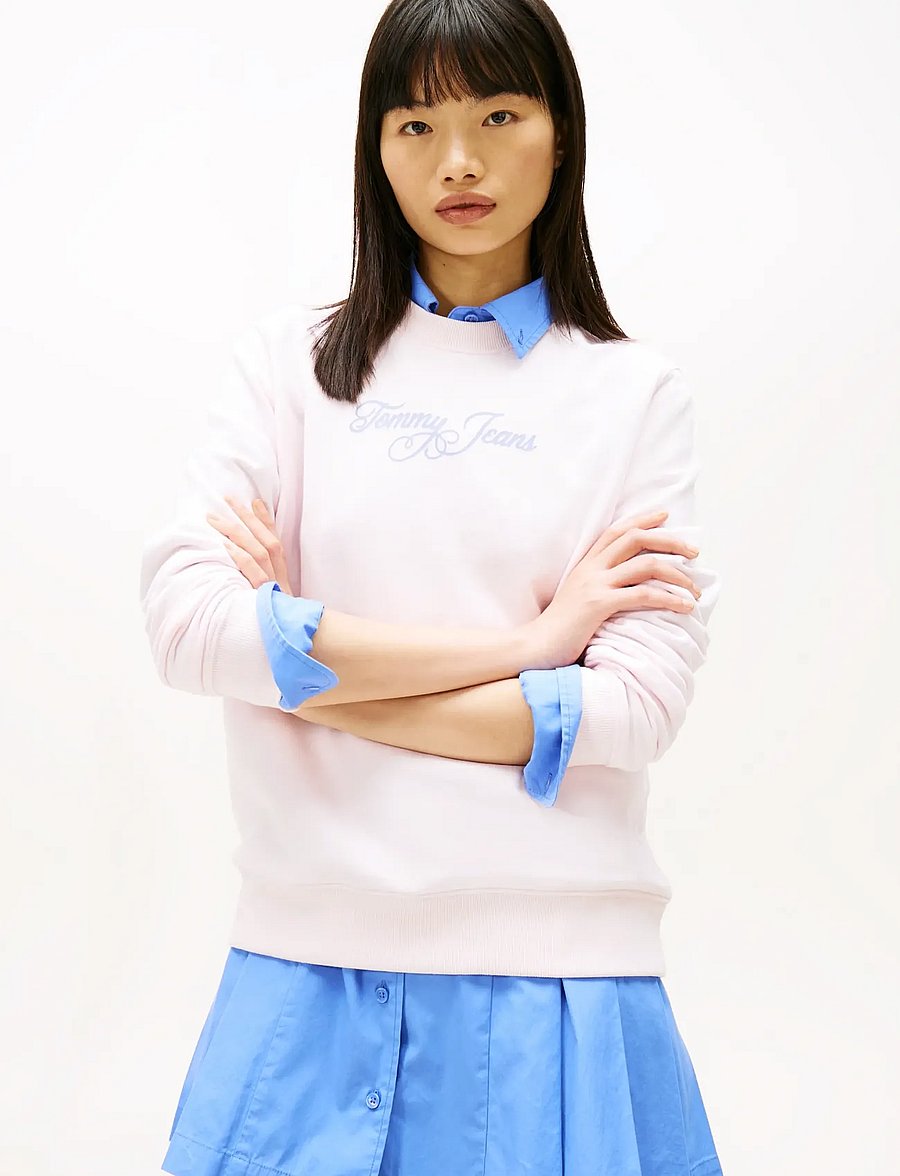 Tommy Jeans - TJW REG ESS LOGO 1 CREW EXT - dressipluusid - light pink - 0
