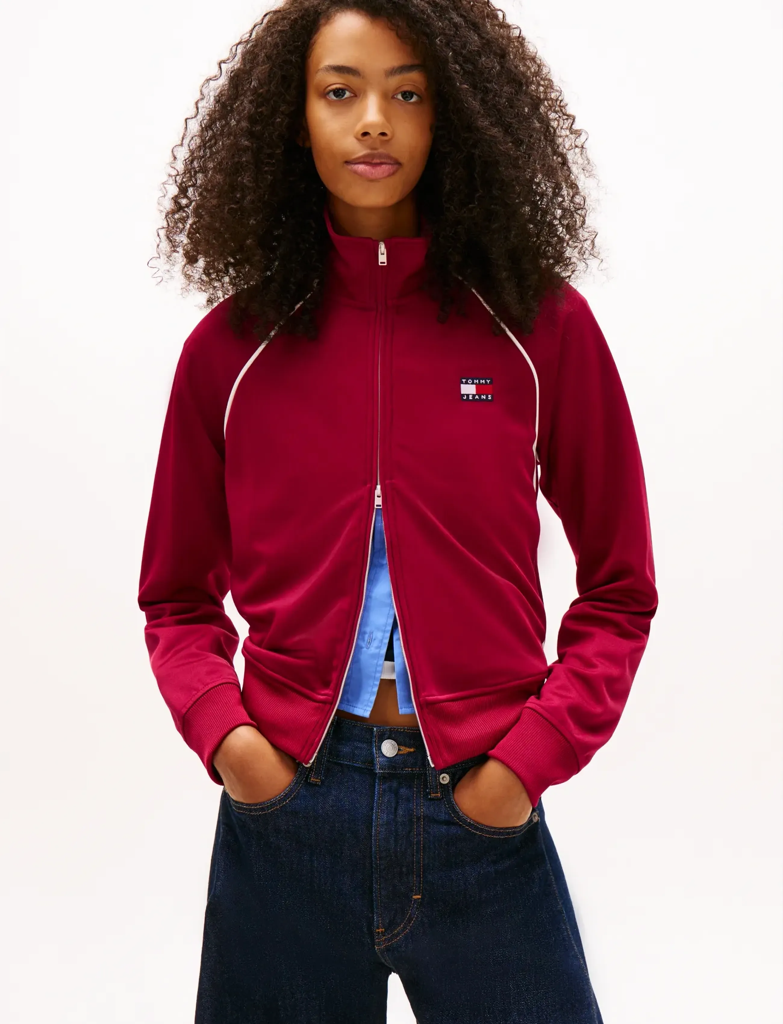 Tommy Jeans Tjw Badge Track Jacket Ext, L, Red, Sport Jackets > Sport Training Jackets, Dame