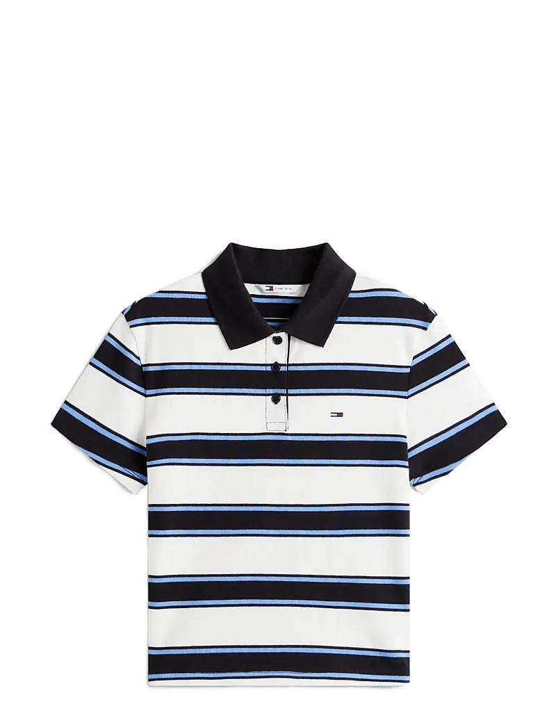 Tommy Jeans - TJW SLIM SH ESSENTIAL SS POLO - polosärgid - ecru multi stripe - 1