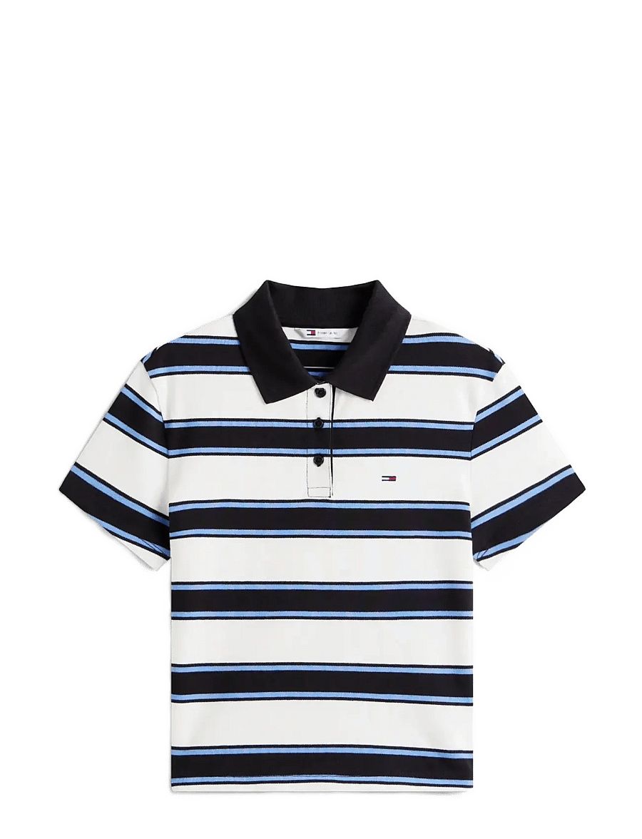 Tommy Jeans - TJW SLIM SH ESSENTIAL SS POLO - pólóbolir - ecru multi stripe - 1
