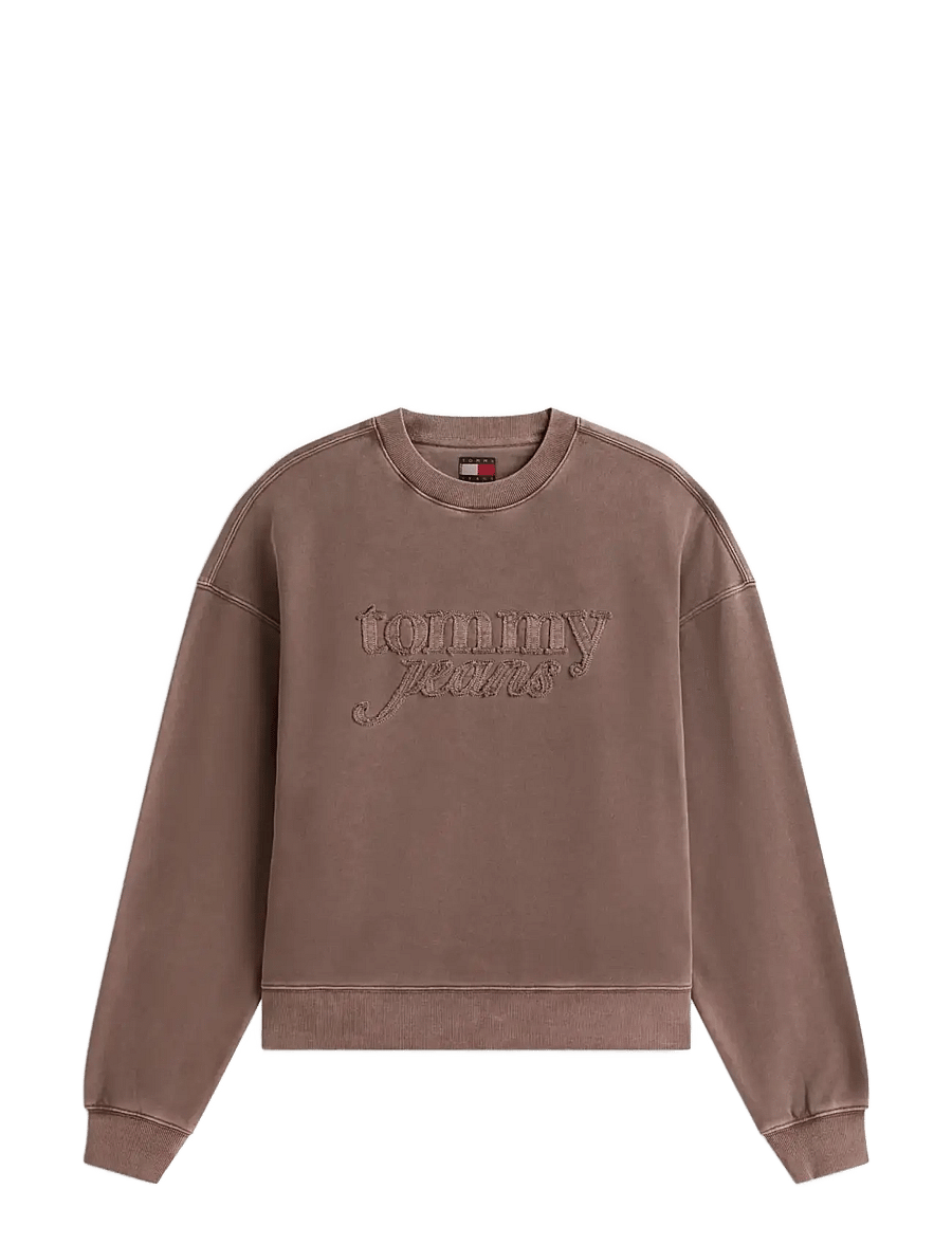 Tommy Jeans - TJW BXY GMD SCRIPT CREW - sweatshirts - black walnut - 1