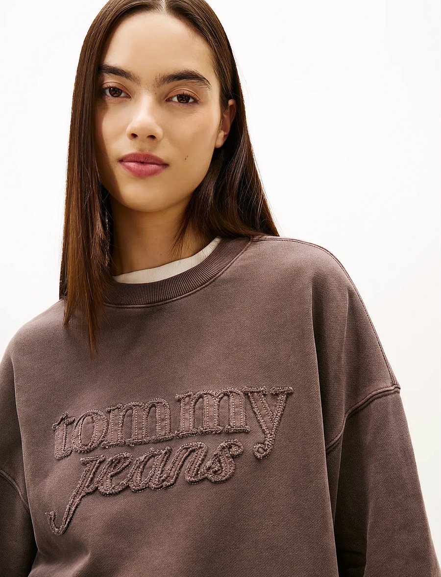 Tommy Jeans - TJW BXY GMD SCRIPT CREW - sweatshirts - black walnut - 4