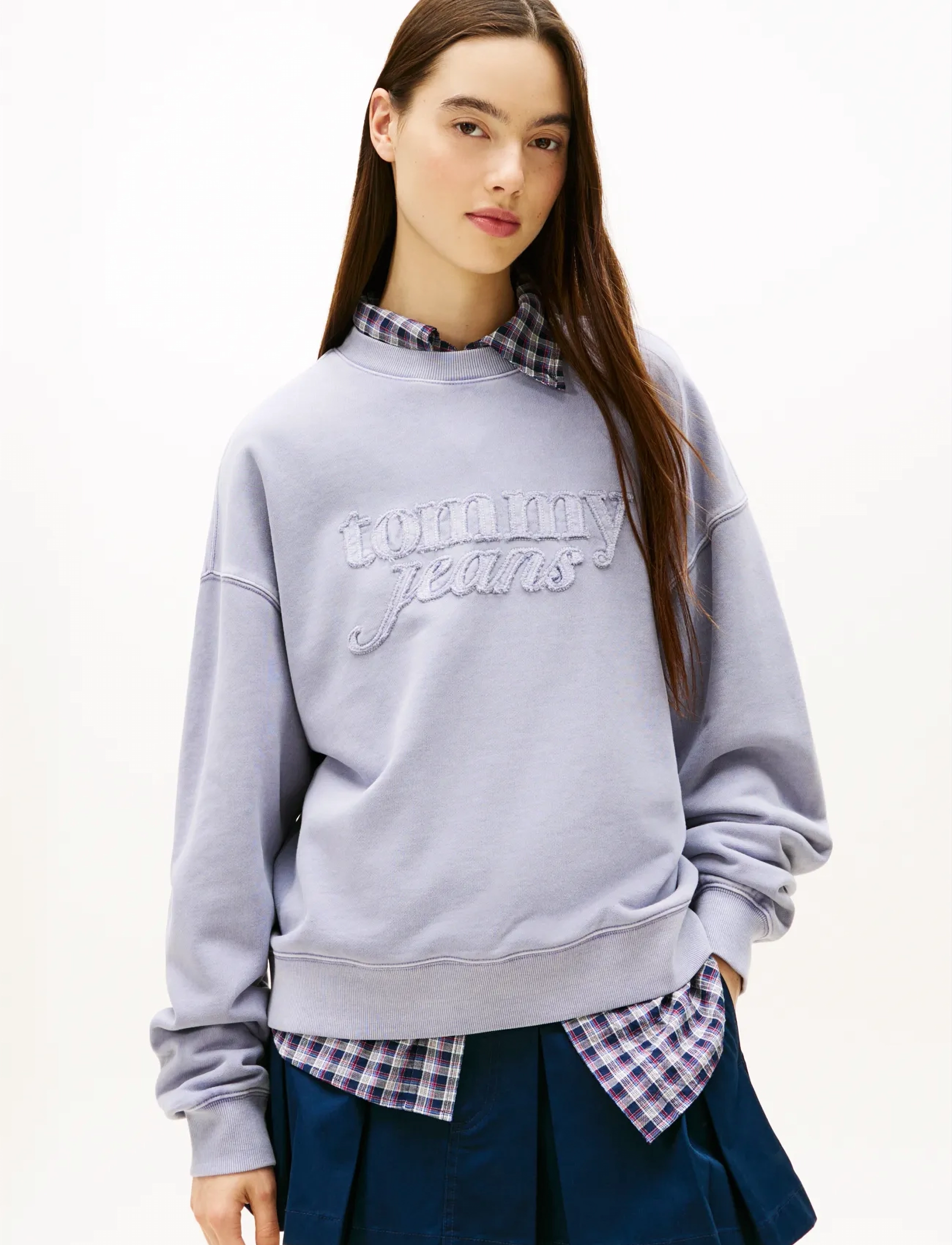 Tommy Jeans TJW BXY GMD SCRIPT CREW - Tommy Jeans - PERIWINKLE DUSK / grey