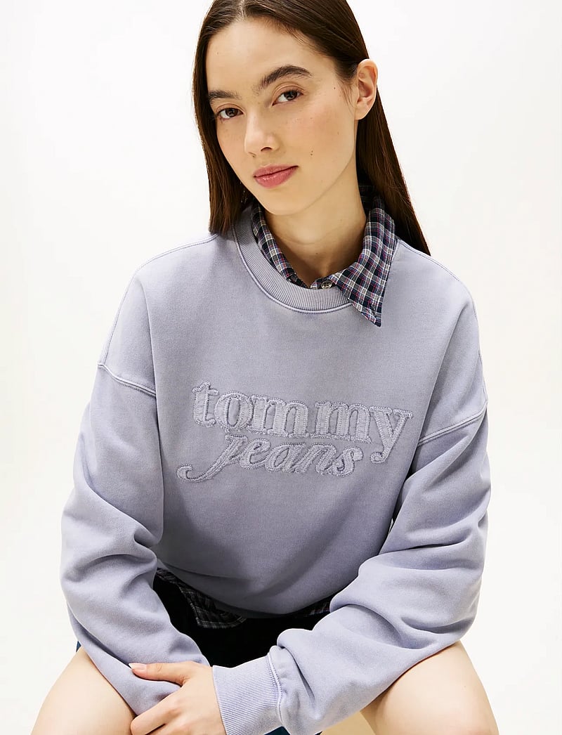 Tommy Jeans - TJW BXY GMD SCRIPT CREW - hverdags stil - periwinkle dusk - 4