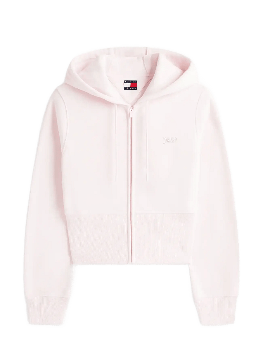 Tommy Jeans - TJW REG SILVER SCRIPT ZIP THRU - kapuutsiga dressipluusid - light pink - 1
