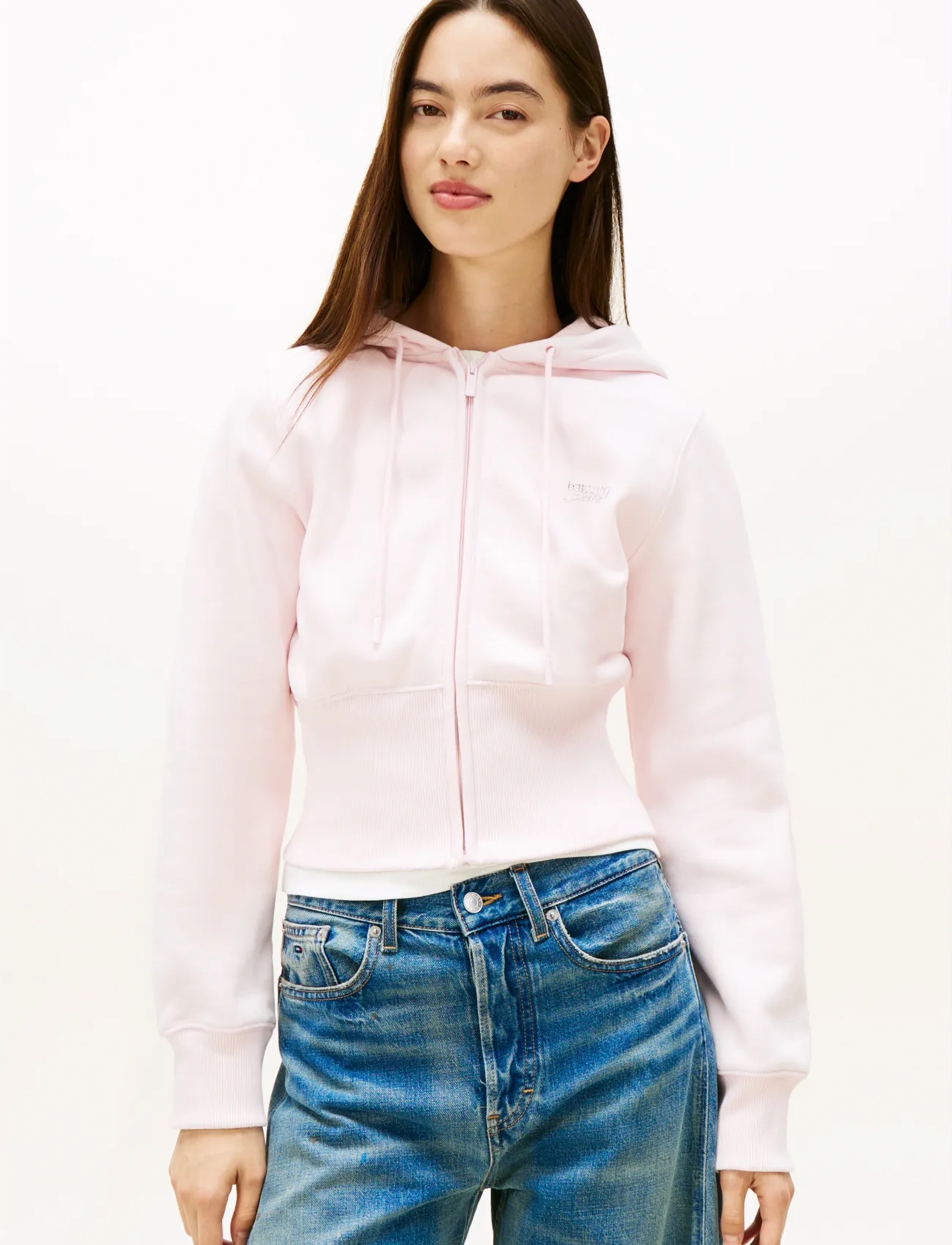 Tommy Jeans TJW REG SILVER SCRIPT ZIP THRU - Tøj - LIGHT PINK / pink/rose