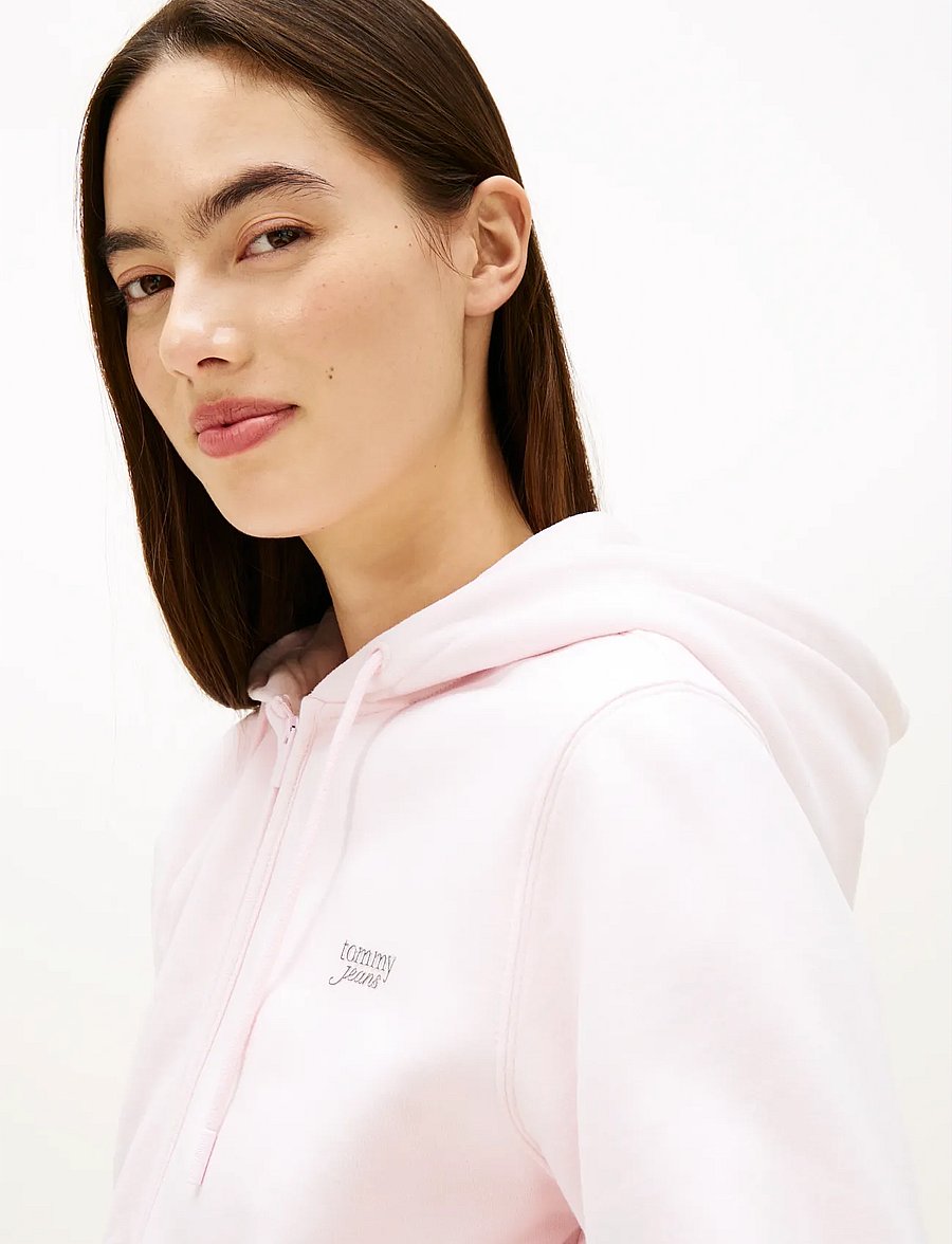 Tommy Jeans - TJW REG SILVER SCRIPT ZIP THRU - kapuutsiga dressipluusid - light pink - 4