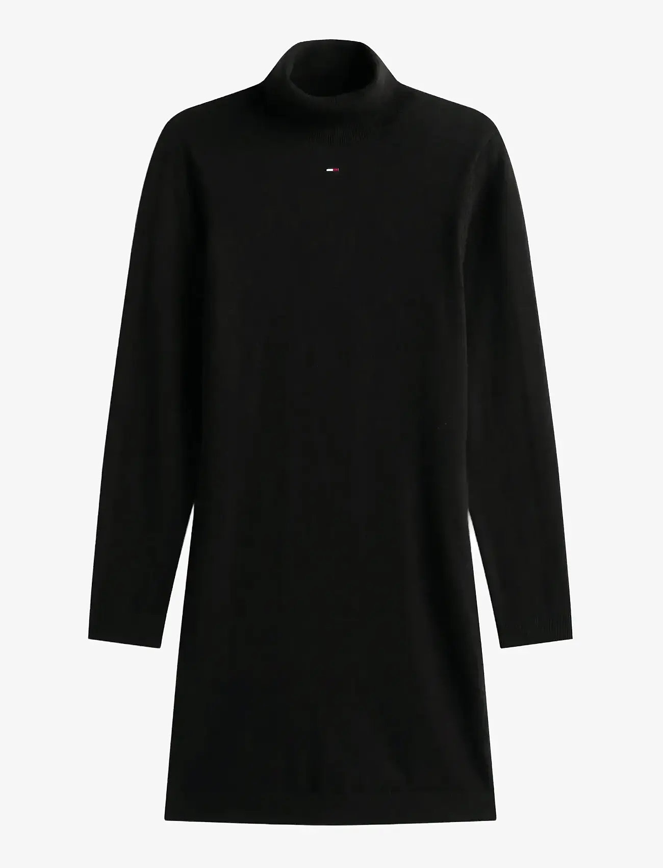 Tommy Jeans - TJW ESS TURTLENECK SWEATER DRESS - knitted dresses - black - 1