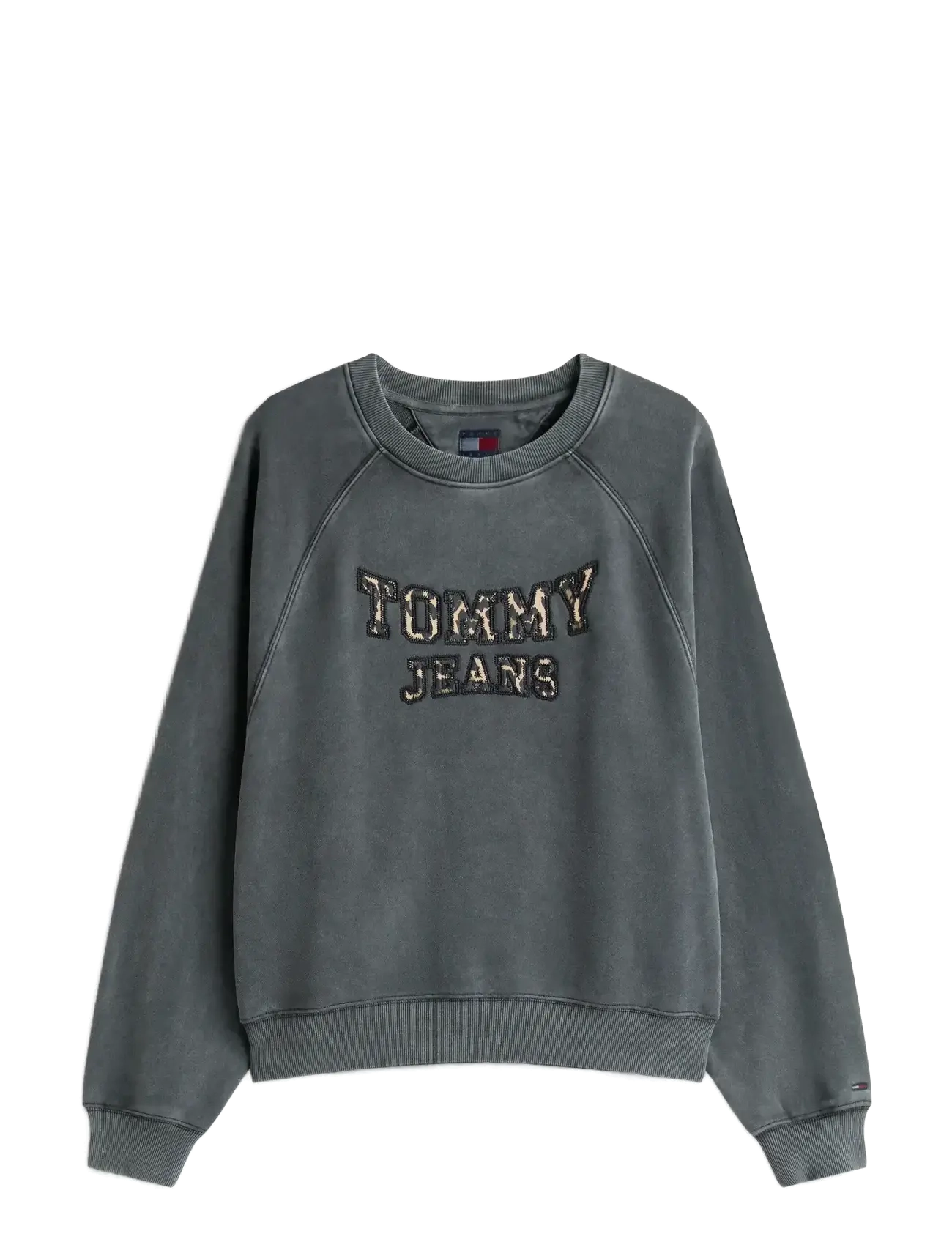 Tommy Jeans TJW BXY LEOPARD VARSITY CREW - Sweatshirts - BLACK / grey