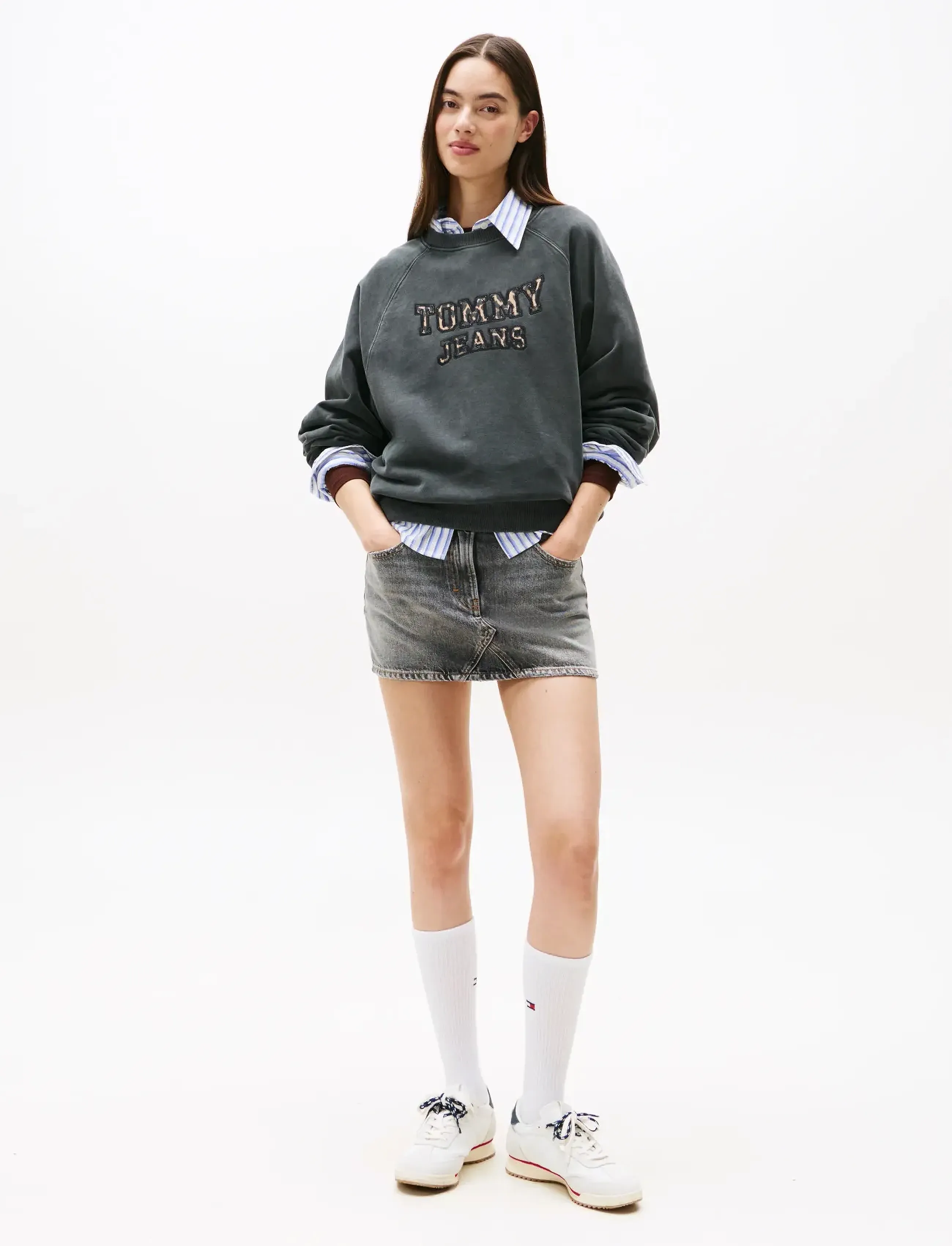 Tommy Jeans - TJW BXY LEOPARD VARSITY CREW - colleget - black - 2