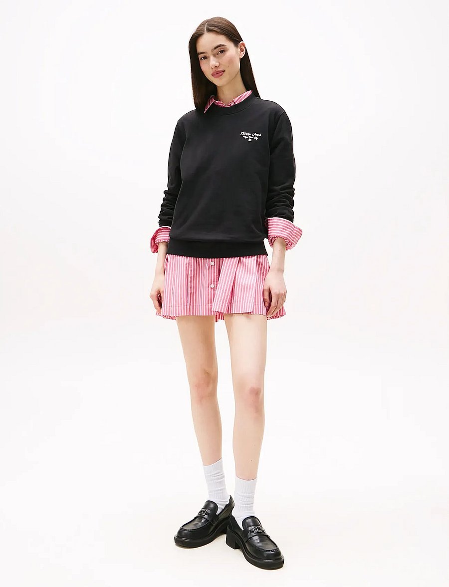 Tommy Jeans - TJW REG ESS LOGO 1 CREW EXT - everyday style - black - 2