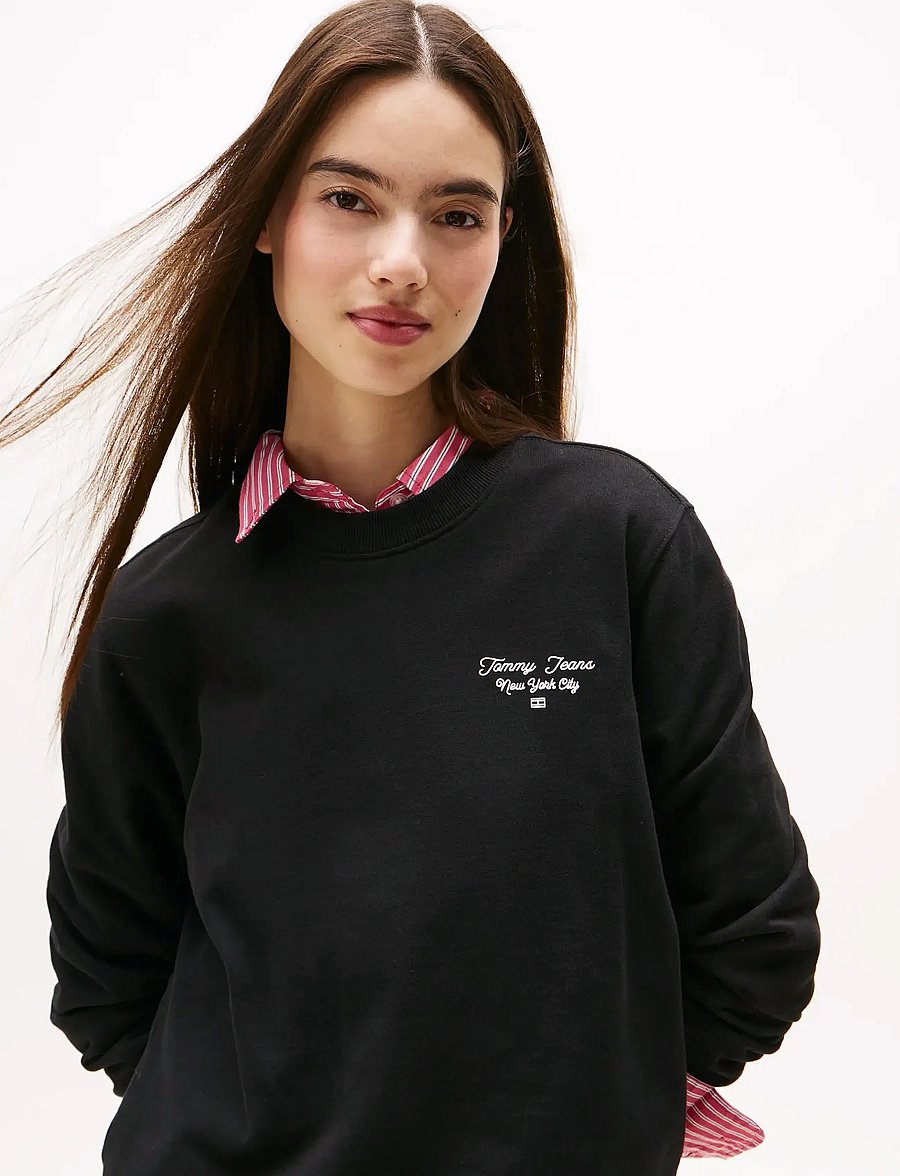 Tommy Jeans - TJW REG ESS LOGO 1 CREW EXT - everyday style - black - 4