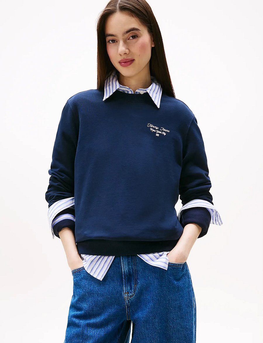 Tommy Jeans - TJW REG ESS LOGO 1 CREW EXT - sweatshirts - dark night navy - 0