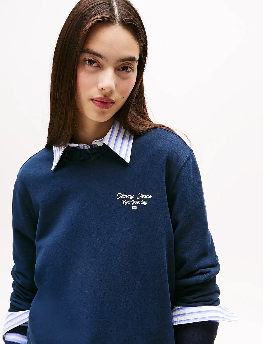 Tommy Jeans - TJW REG ESS LOGO 1 CREW EXT - sweatshirts - dark night navy - 4