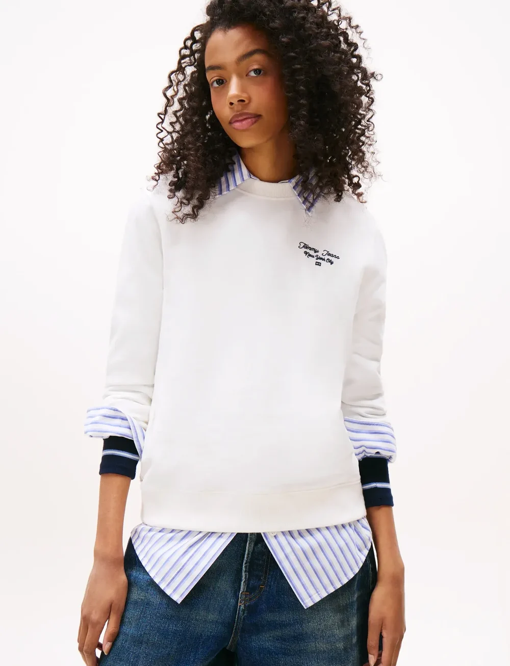 Tommy Jeans - TJW REG ESS LOGO 1 CREW EXT - vardagsstil - ecru - 0