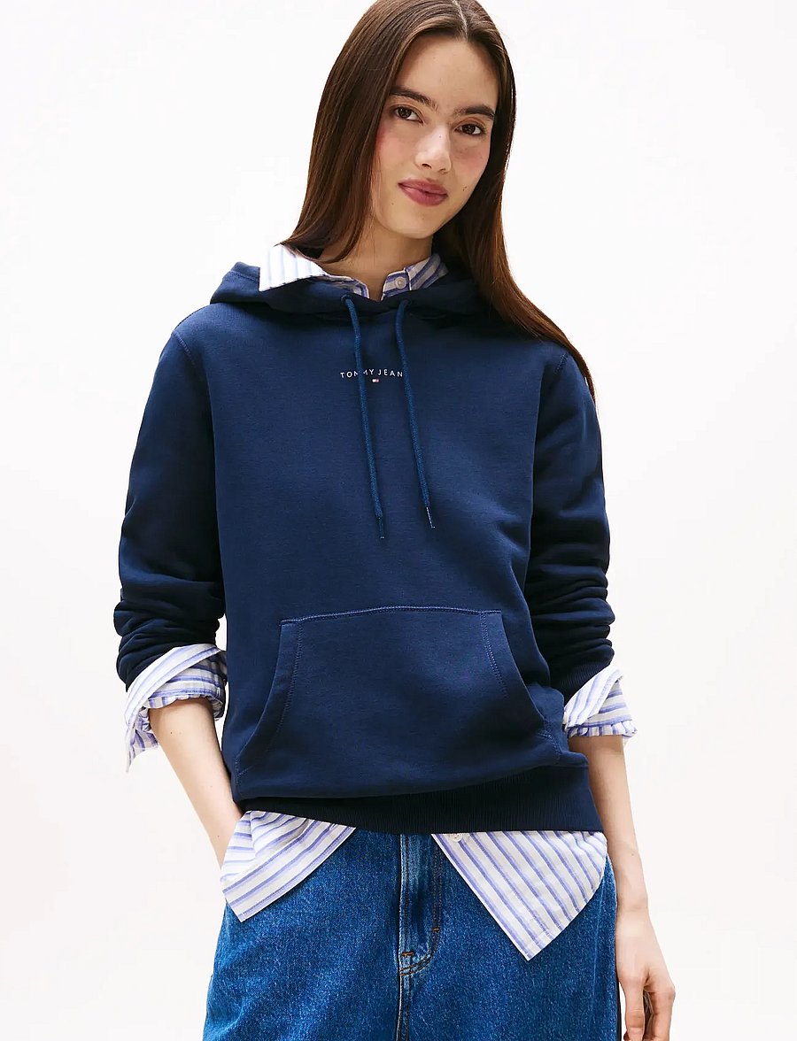 Tommy Jeans - TJW REG LINEAR HOODIE EXT - hoodies - dark night navy - 0
