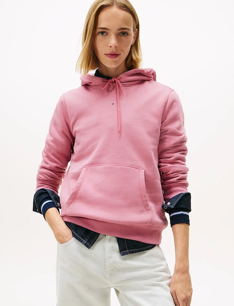 Tommy Jeans - TJW REG LINEAR HOODIE EXT - kapuutsiga pusad - mystic pink - 0