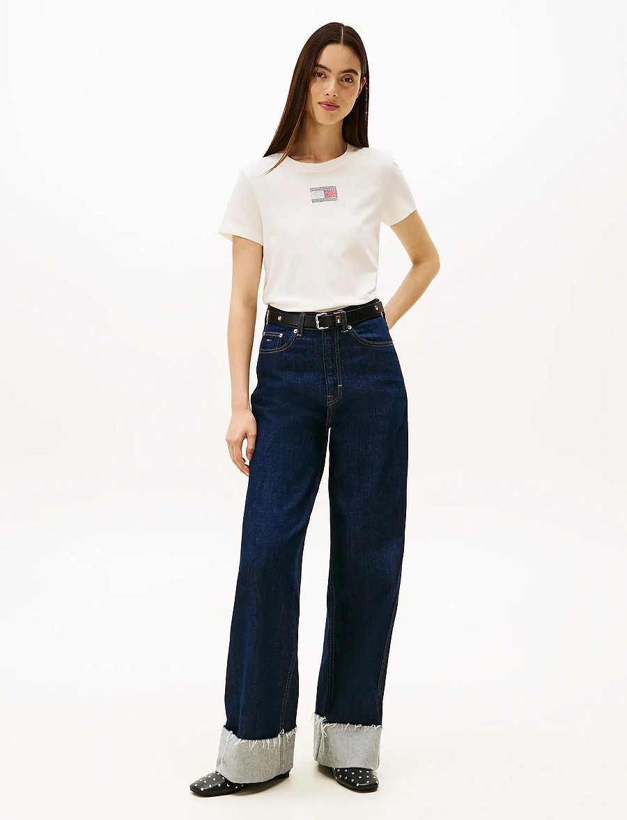 Tommy Jeans - TJW REG PARTY FLAG TEE EXT - t-shirts - ancient white - 2