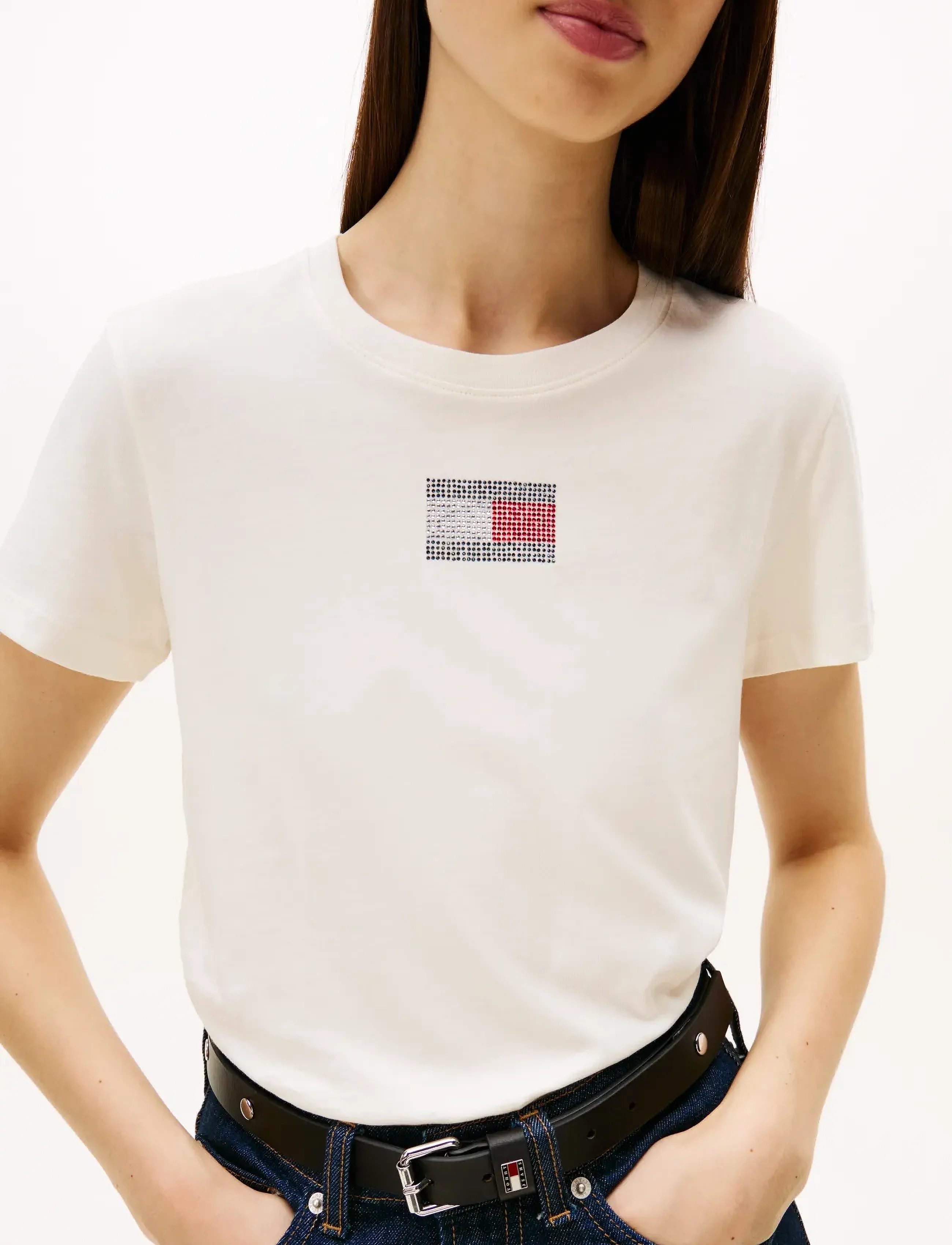 Tommy Jeans - TJW REG PARTY FLAG TEE EXT - marškinėliai - ancient white - 4