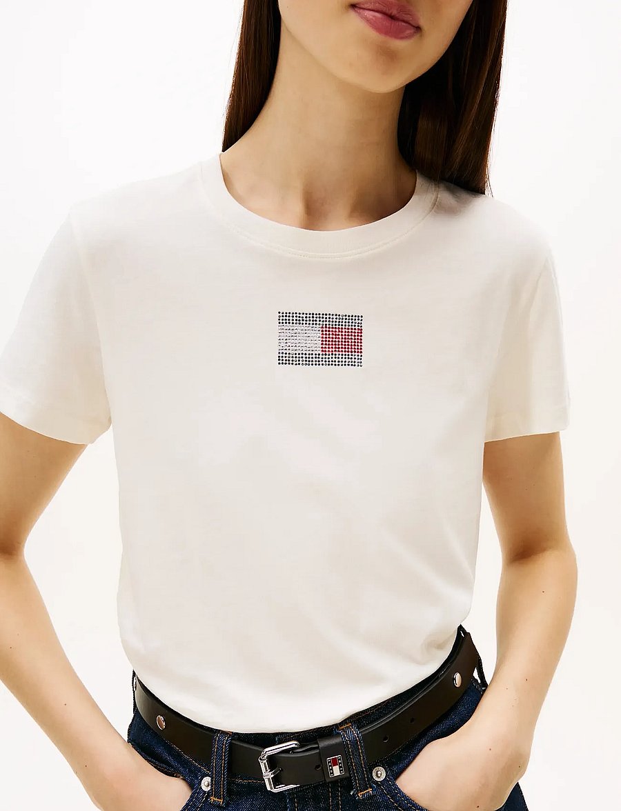 Tommy Jeans - TJW REG PARTY FLAG TEE EXT - t-shirts - ancient white - 4