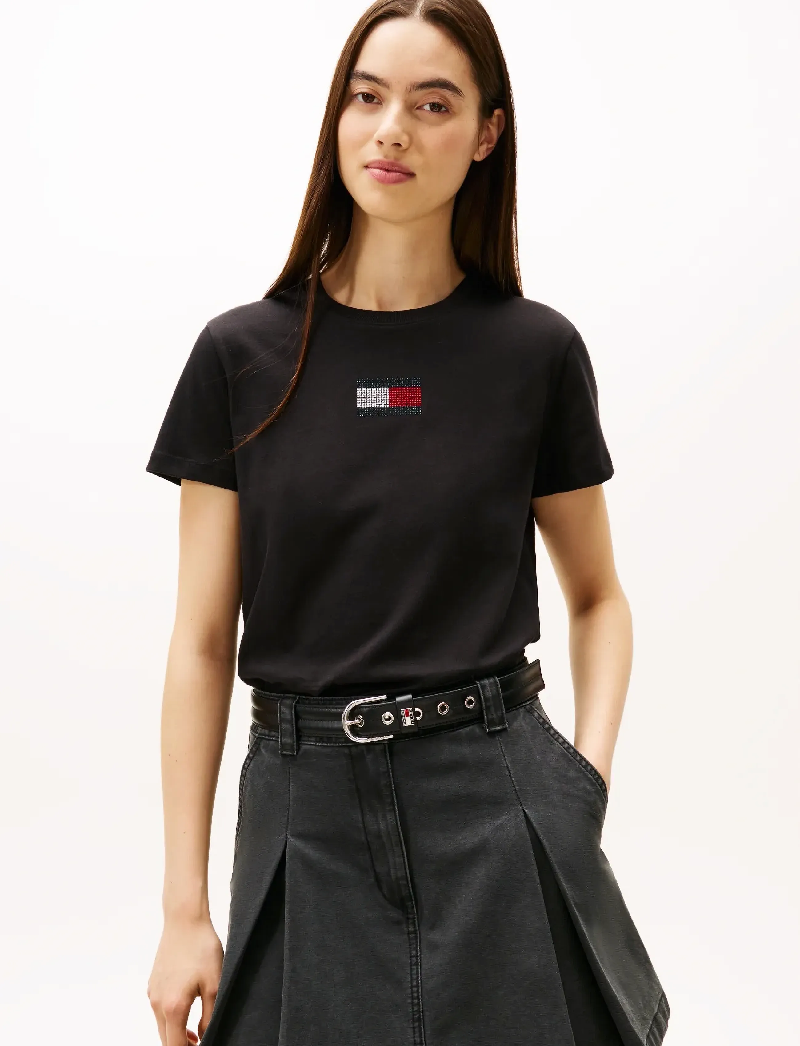 Tommy Jeans TJW REG PARTY FLAG TEE EXT - T-shirts & Toppar - BLACK / black