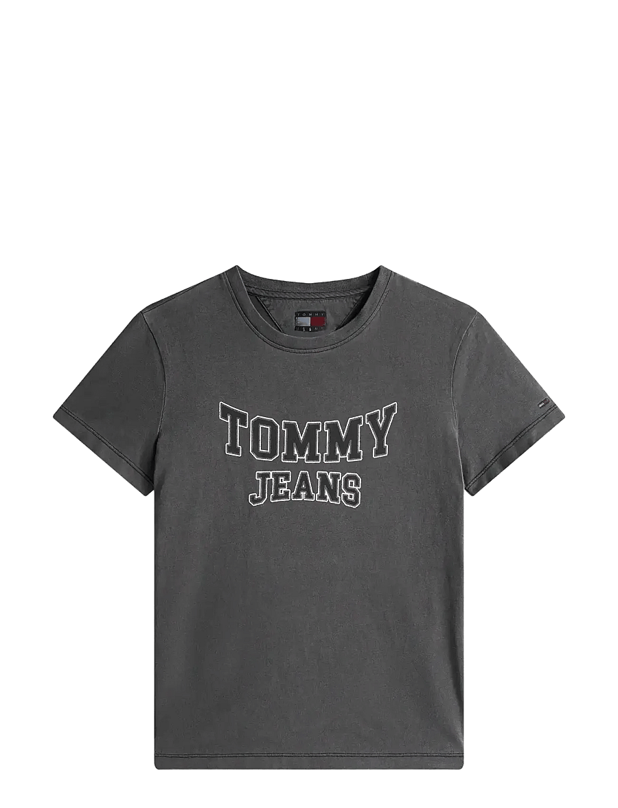 Tommy Jeans - TJW REG VARSITY TEE EXT - t-shirts - black - 1