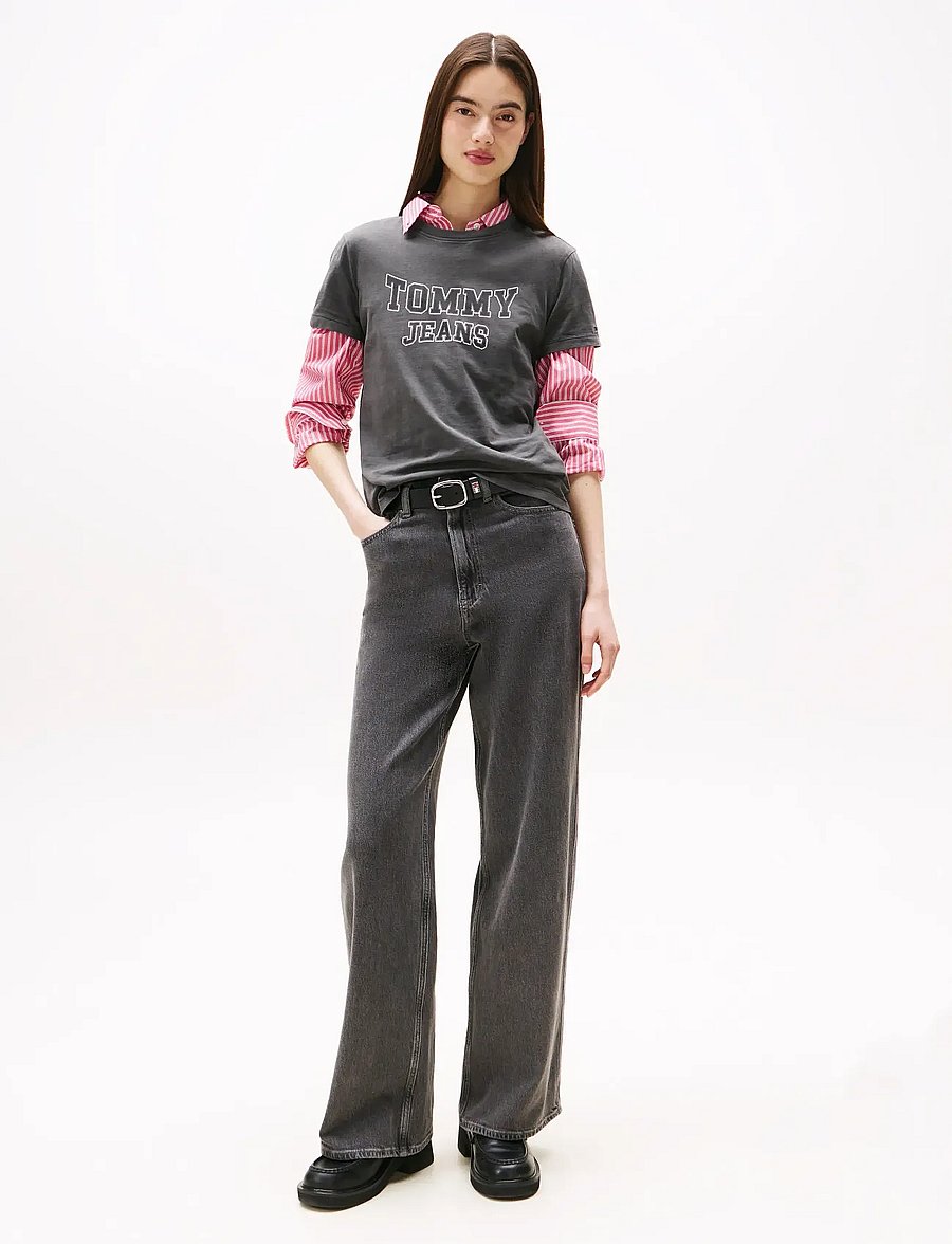 Tommy Jeans - TJW REG VARSITY TEE EXT - t-shirts - black - 2