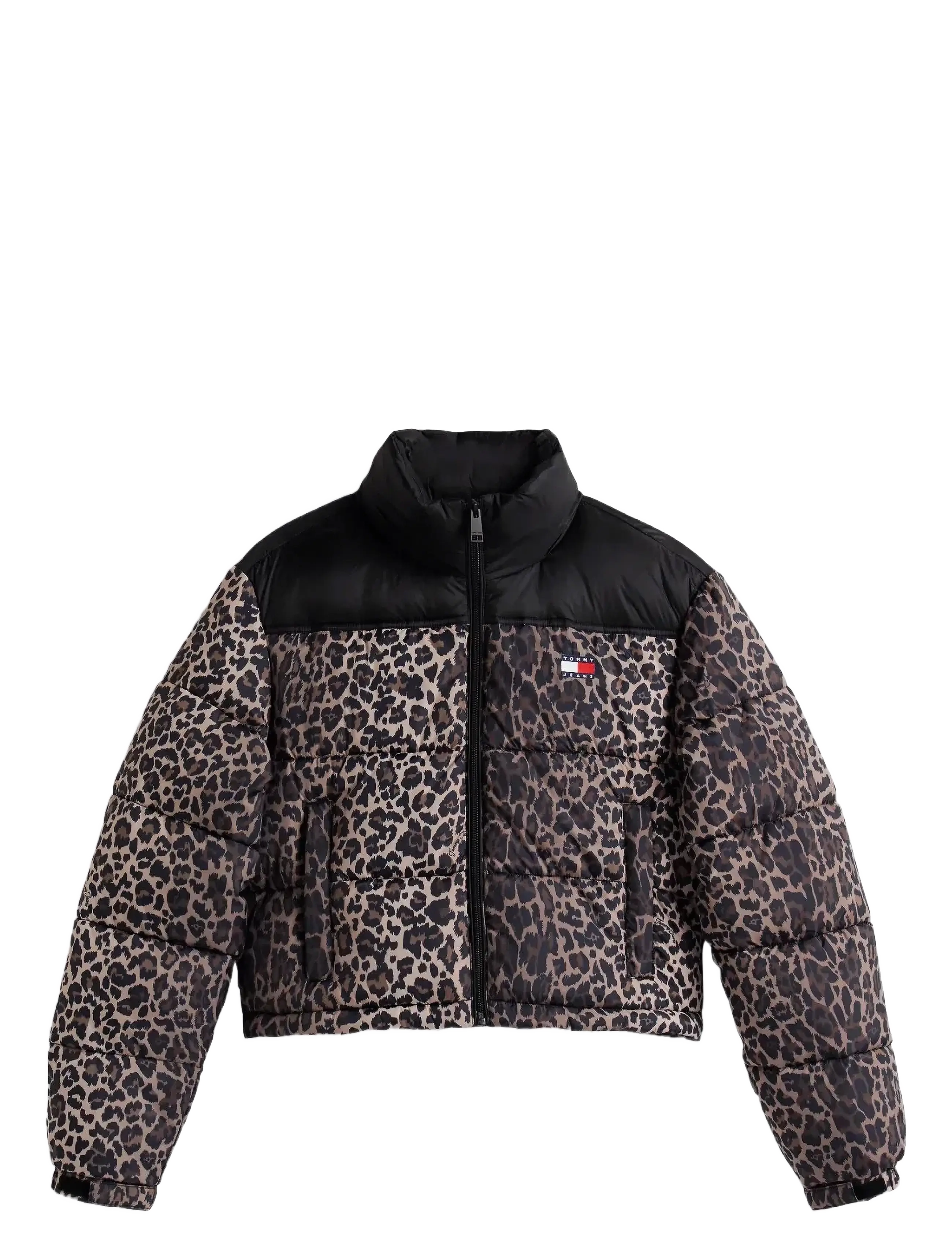 Tommy Jeans TJW CROPPED LEOPARD PUFFER - Sulejoped ja voodriga joped - LEOPARD AOP / black
