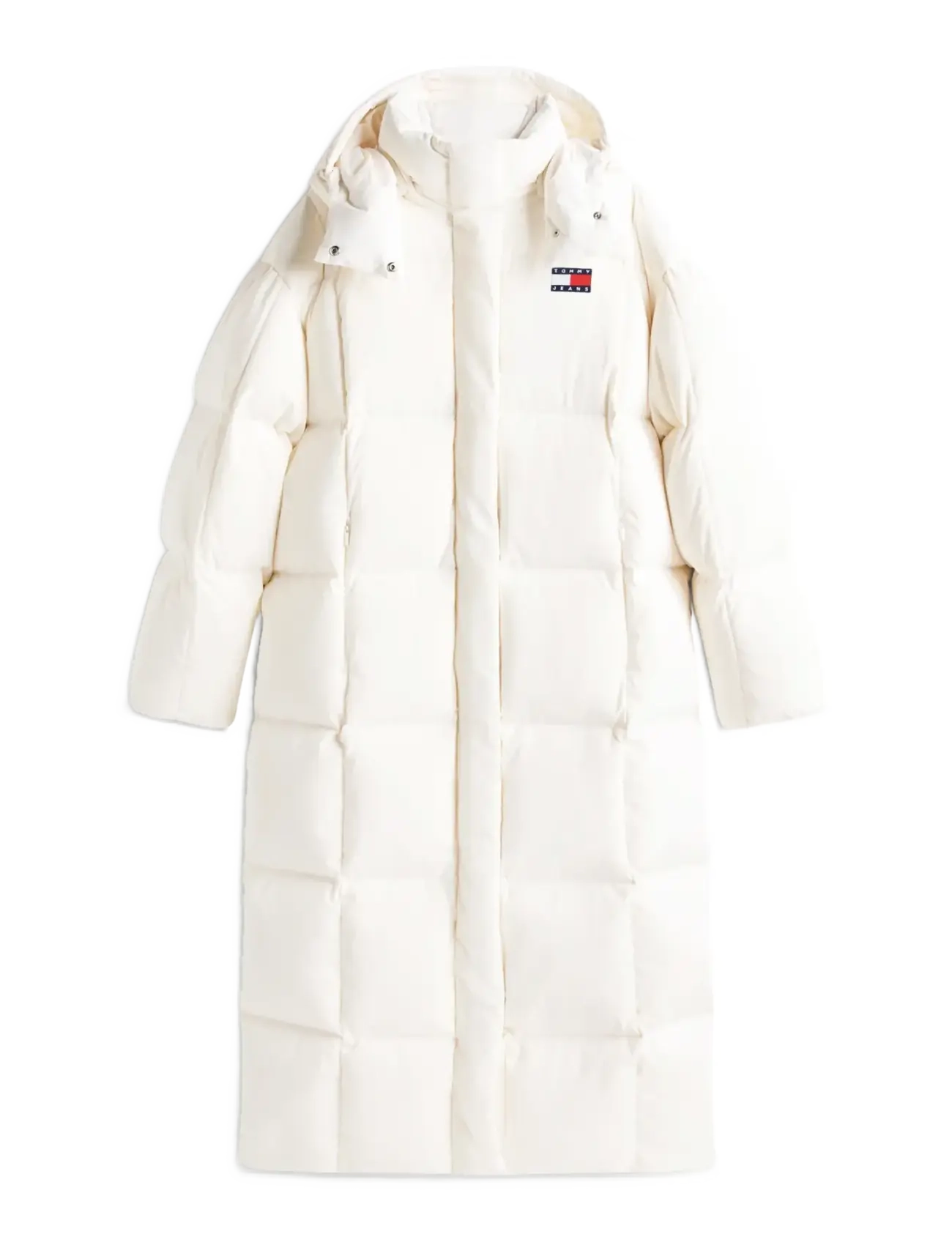 Tommy Jeans - TJW ALASKA GRID DWN MXI COAT EXT - vinterjakker - ancient white - 2