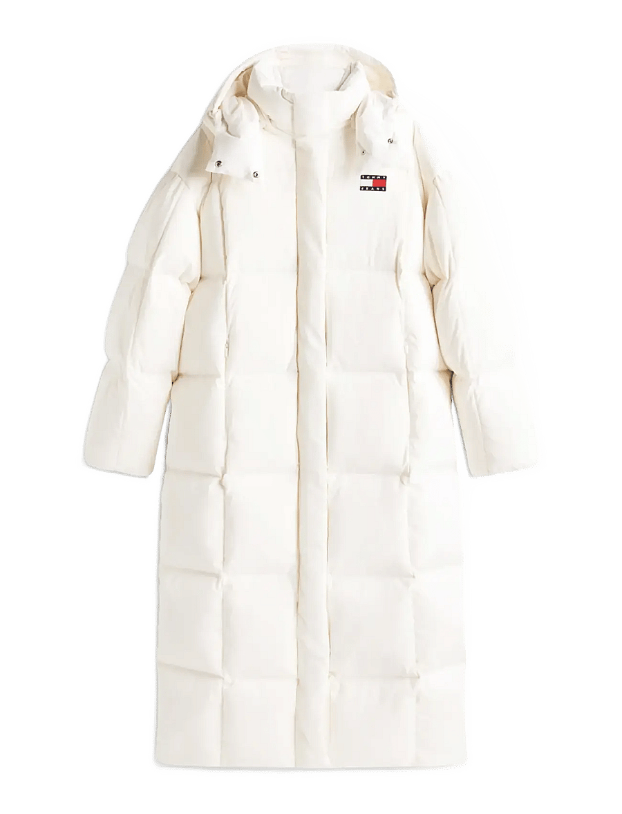 Tommy Jeans - TJW ALASKA GRID DWN MXI COAT EXT - winterjacken - ancient white - 2
