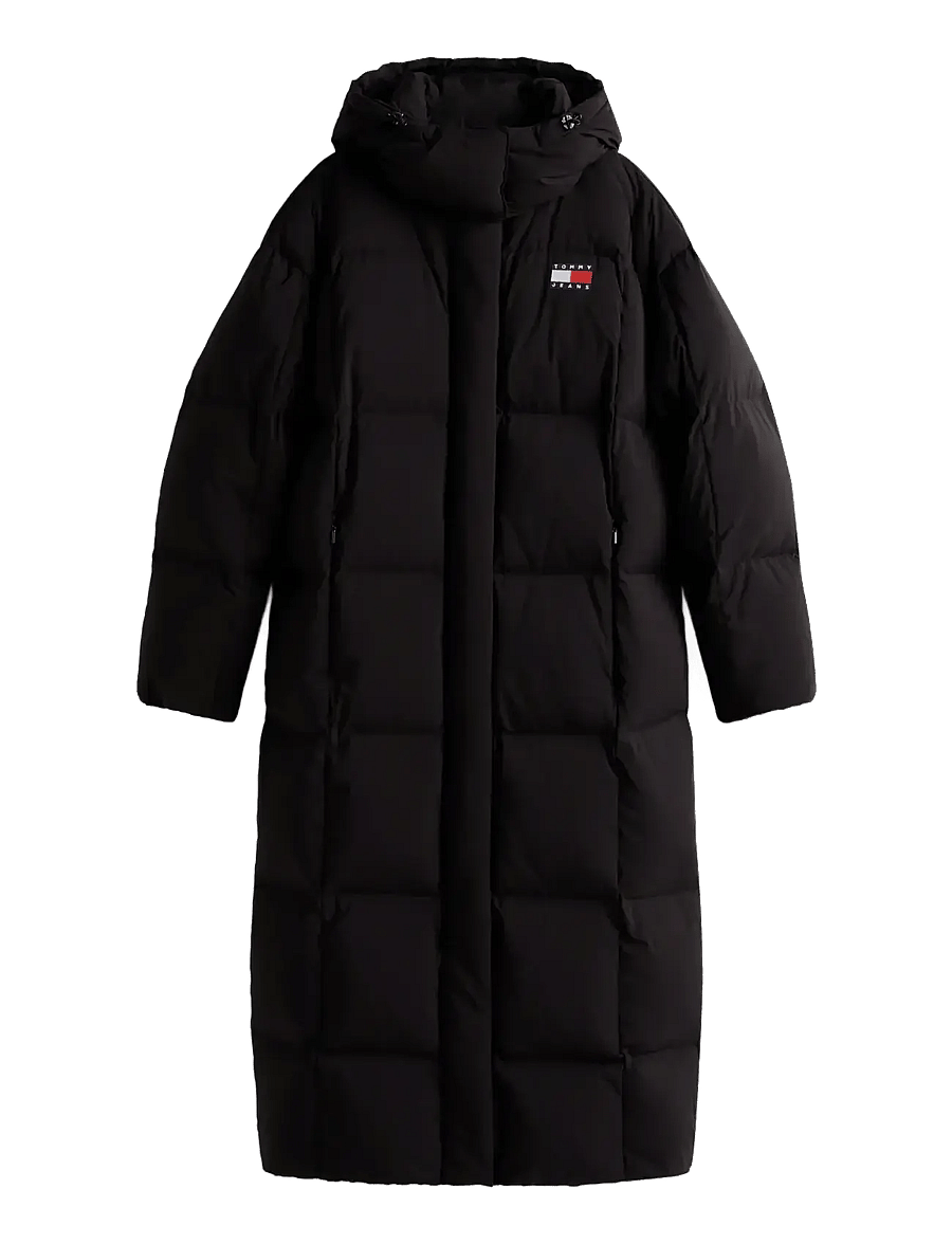 Tommy Jeans - TJW ALASKA GRID DWN MXI COAT EXT - vinterjackor - black - 1
