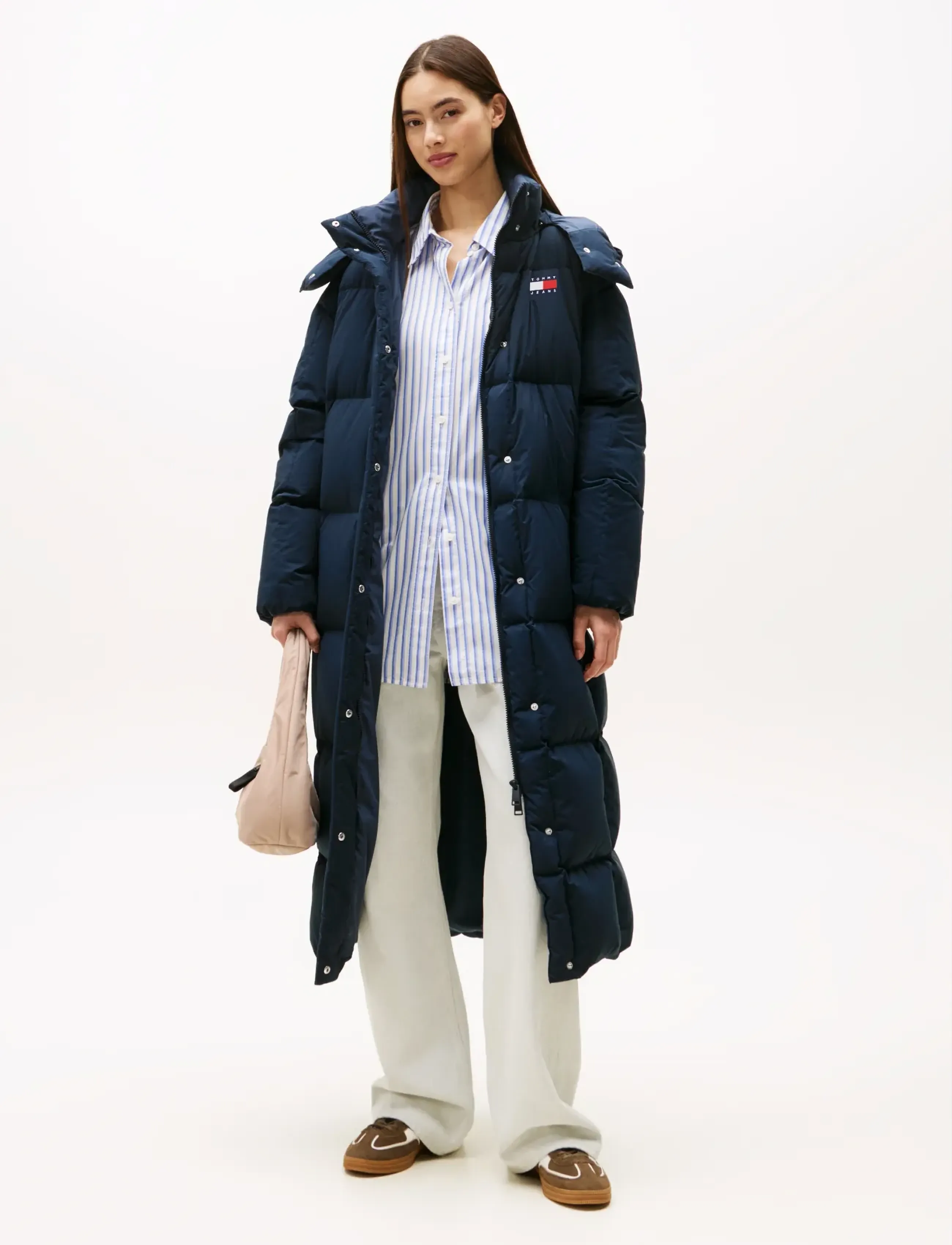 Tommy Jeans Tjw Alaska Grid Dwn Mxi Coat Ext, XL, Coats, Marineblau - Padded Frauen