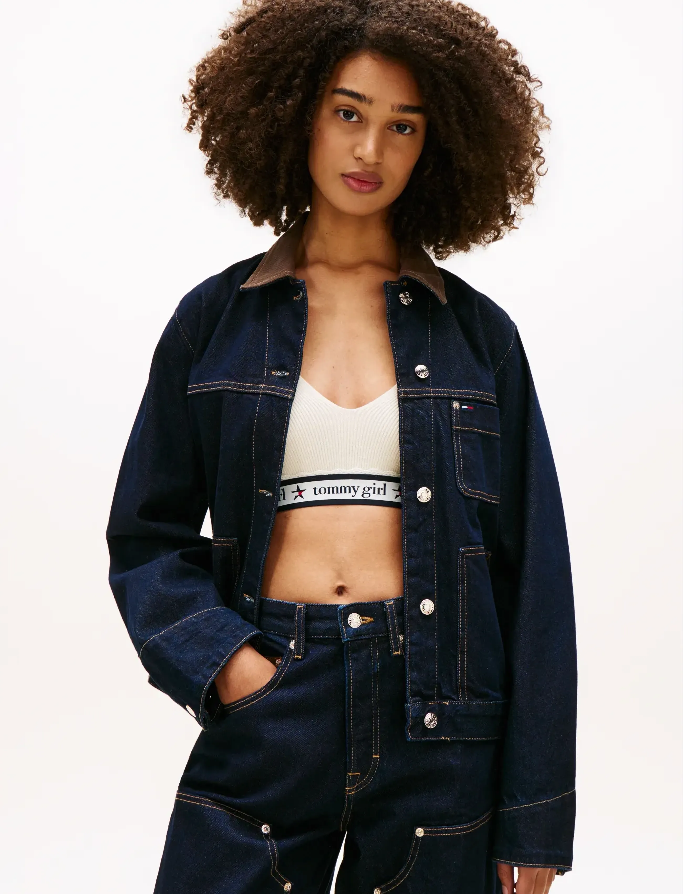 Tommy Jeans OVSZ CHORE JACKET EI6050 - Kolleksjoner - DENIM DARK / blue