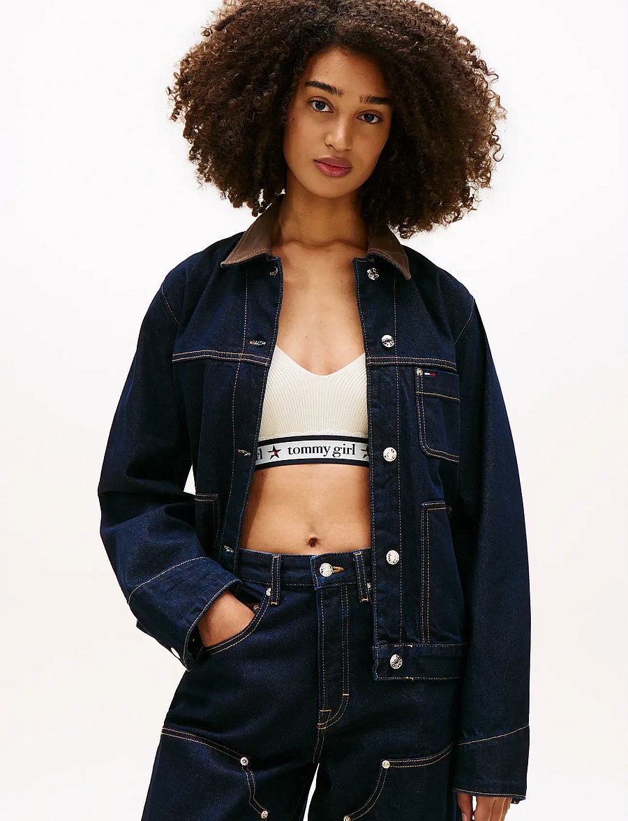 Tommy Jeans - OVSZ CHORE JACKET EI6050 - jeansjackor - denim dark - 0