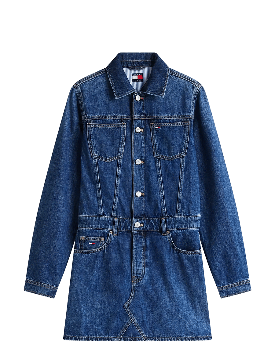 Tommy Jeans - ARCHIVE TRUCKER DRESS EXT DJ8033 - skyrtukjólar - denim medium - 1