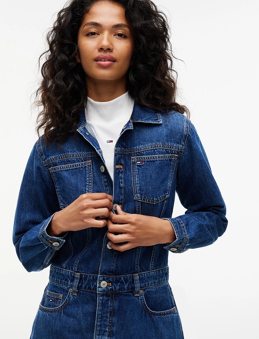Tommy Jeans - ARCHIVE TRUCKER DRESS EXT DJ8033 - skyrtukjólar - denim medium - 2