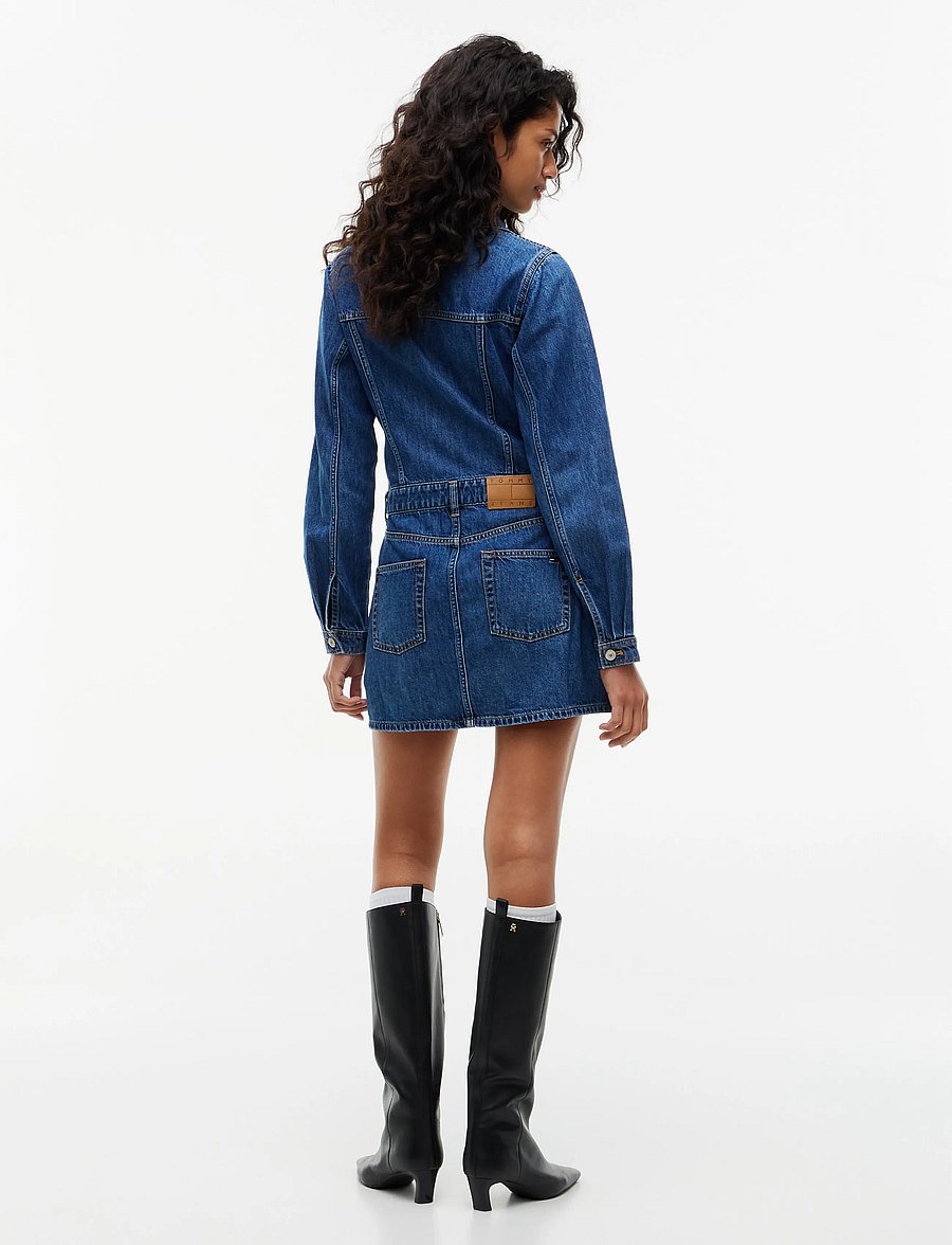 Tommy Jeans - ARCHIVE TRUCKER DRESS EXT DJ8033 - skyrtukjólar - denim medium - 4