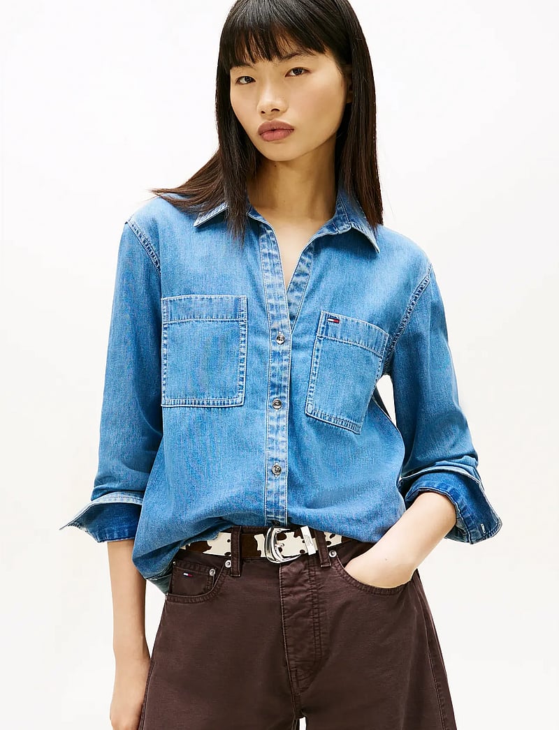 Tommy Jeans - REGULAR FIT SHIRT - denimskjorter - denim medium - 0
