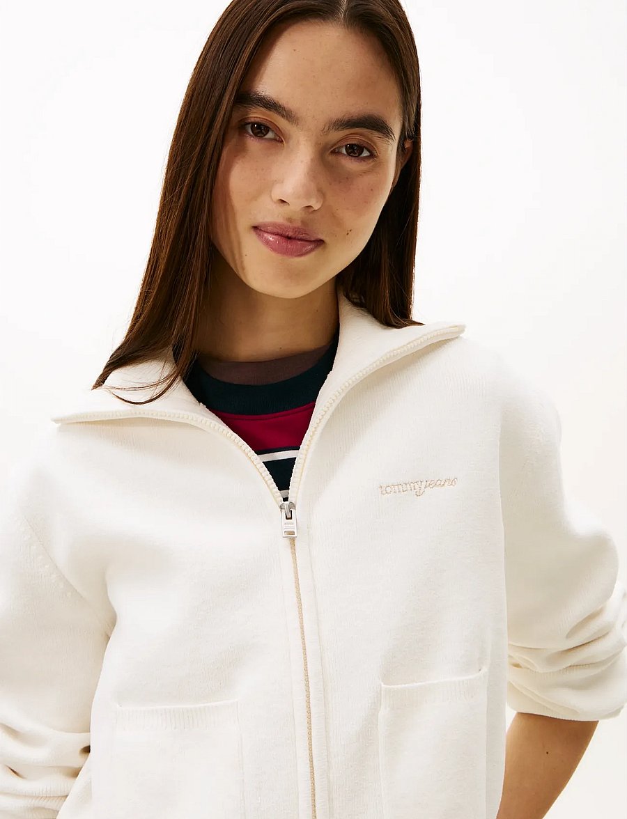 Tommy Jeans - TJW COZY SCRIPT CARDIGAN - sweatshirts - ancient white - 4