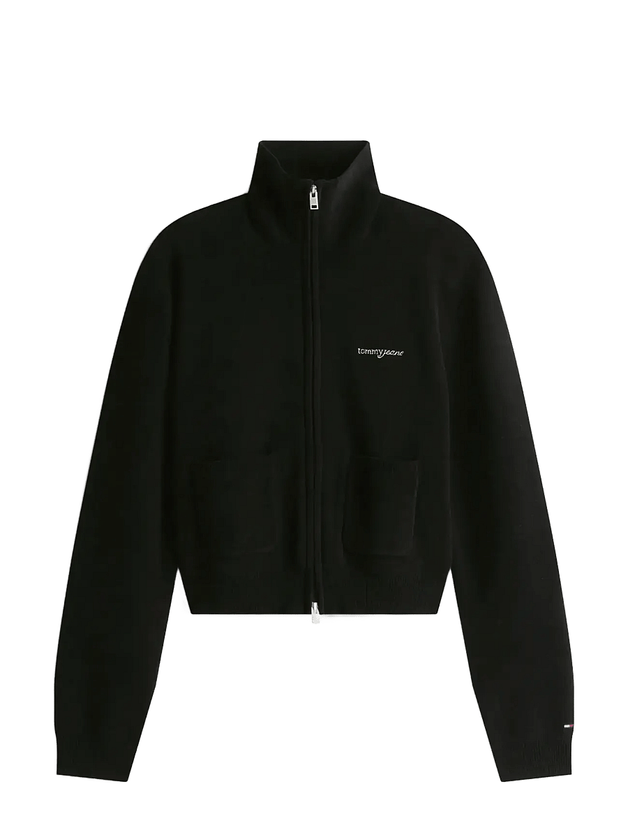 Tommy Jeans - TJW COZY SCRIPT CARDIGAN - sweatshirts - black - 1