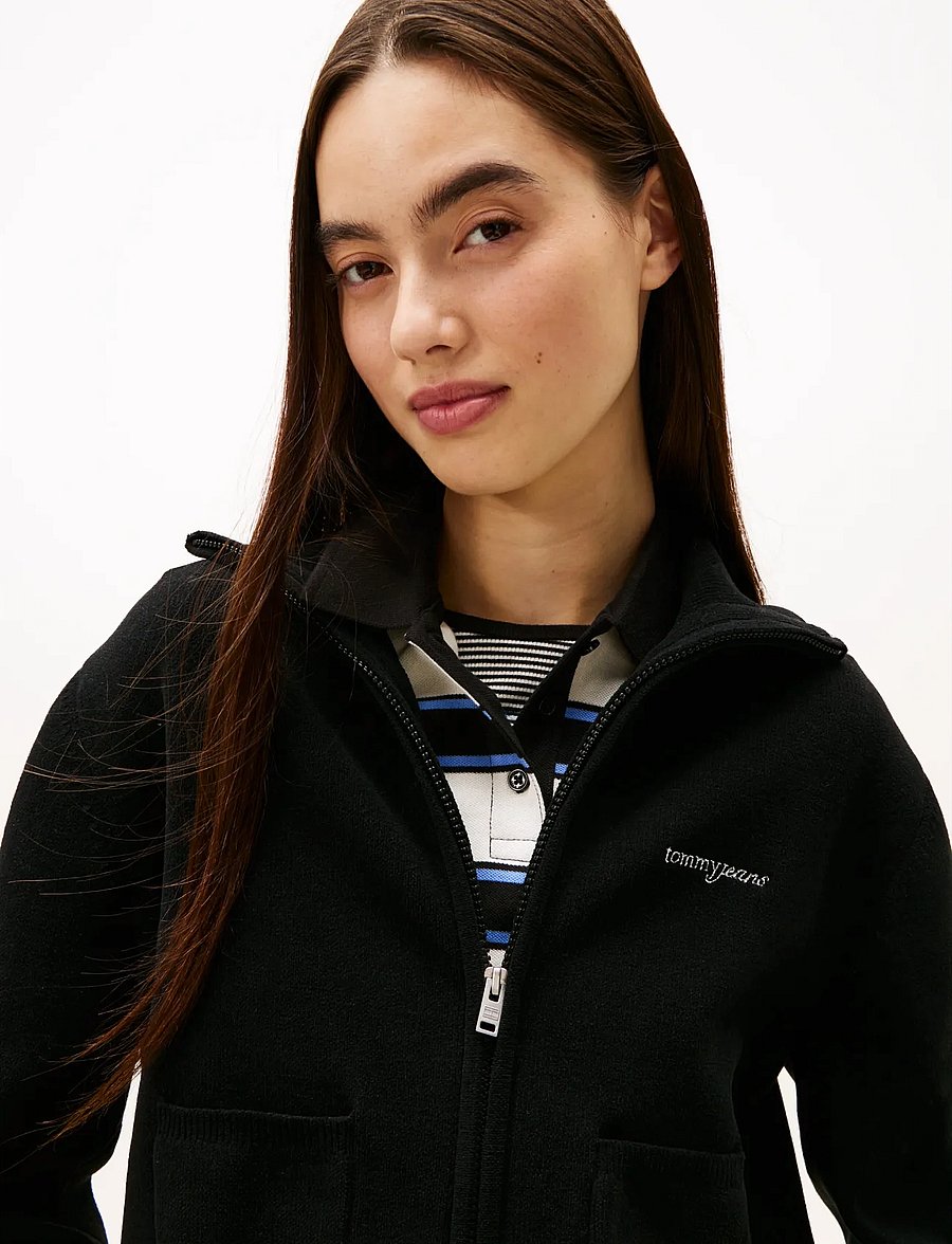 Tommy Jeans - TJW COZY SCRIPT CARDIGAN - sweatshirts - black - 4