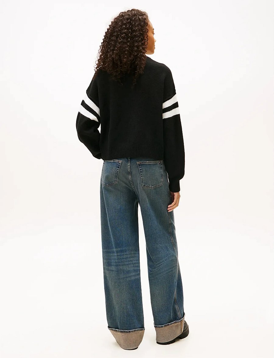 Tommy Jeans - TJW TOMMY 85 VARSITY SWEATER EXT - striktrøjer - black - 2
