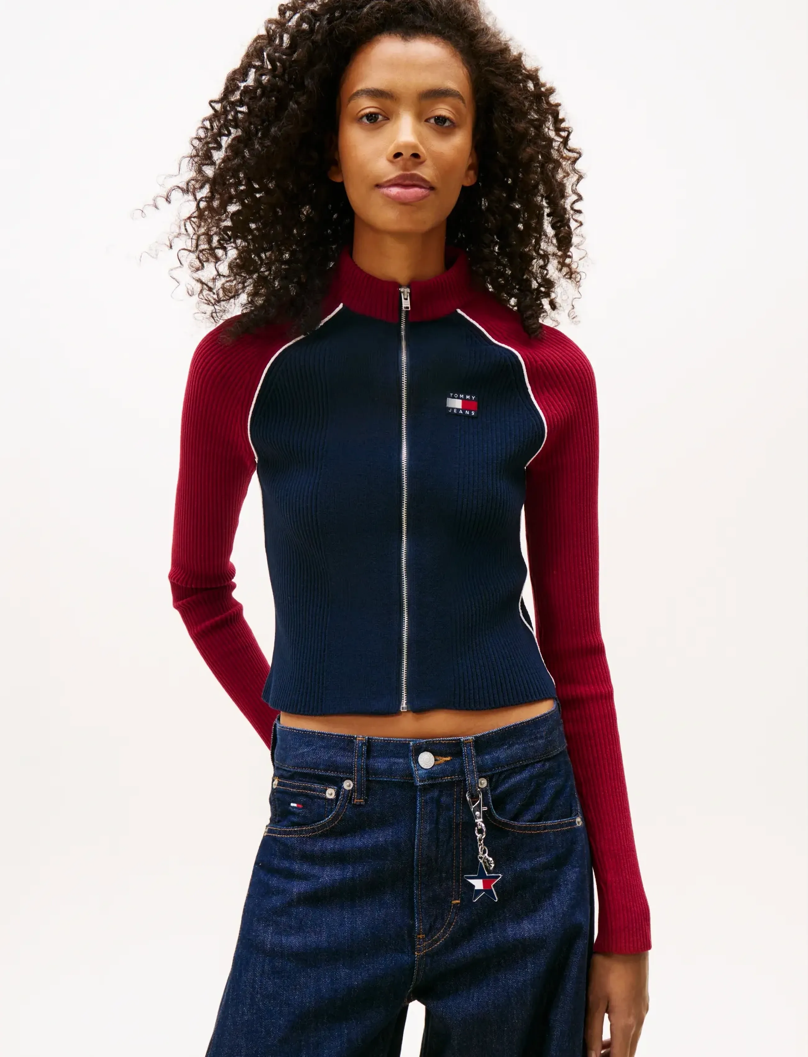 Tjw Colorblock Zip Thru Cardigan