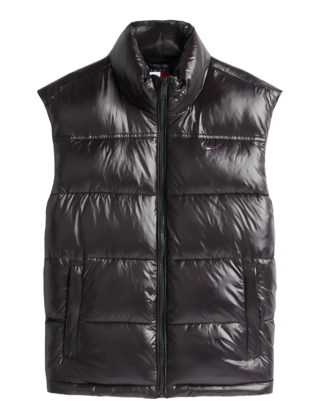 Tommy Jeans TJW ESSENTIAL PUFFER VEST SHINY - Vatterede veste - BLACK / black