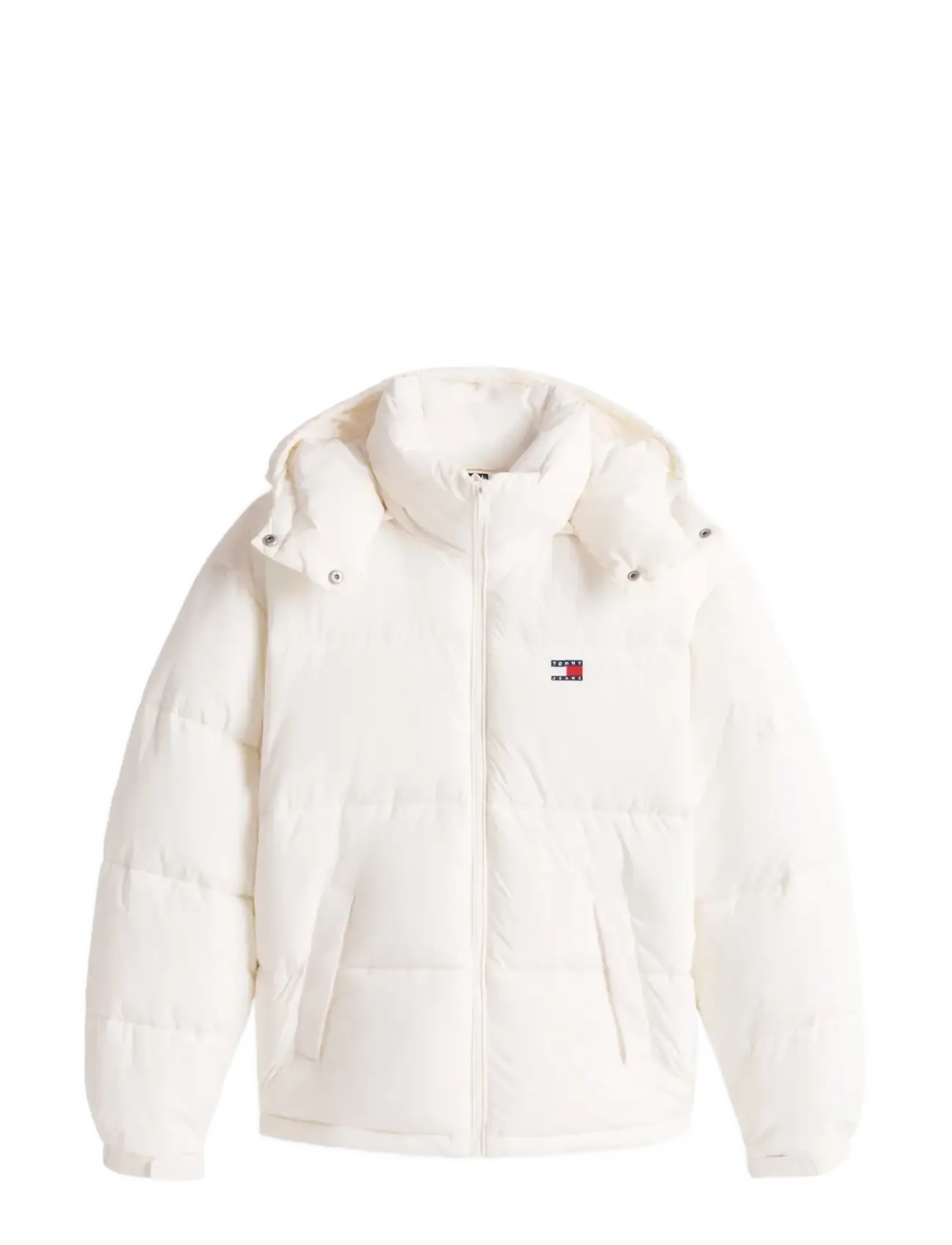 Tommy Jeans - TJW OVS HOODED FLAG PUFFER EXT - talvitakit - ancient white - 2